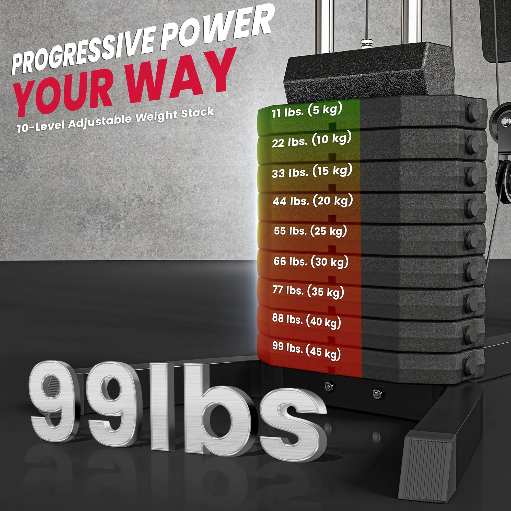 Multi-Exercise Home Gym Station with 99lbs Weight Stack, for Full Body Workout photo 4