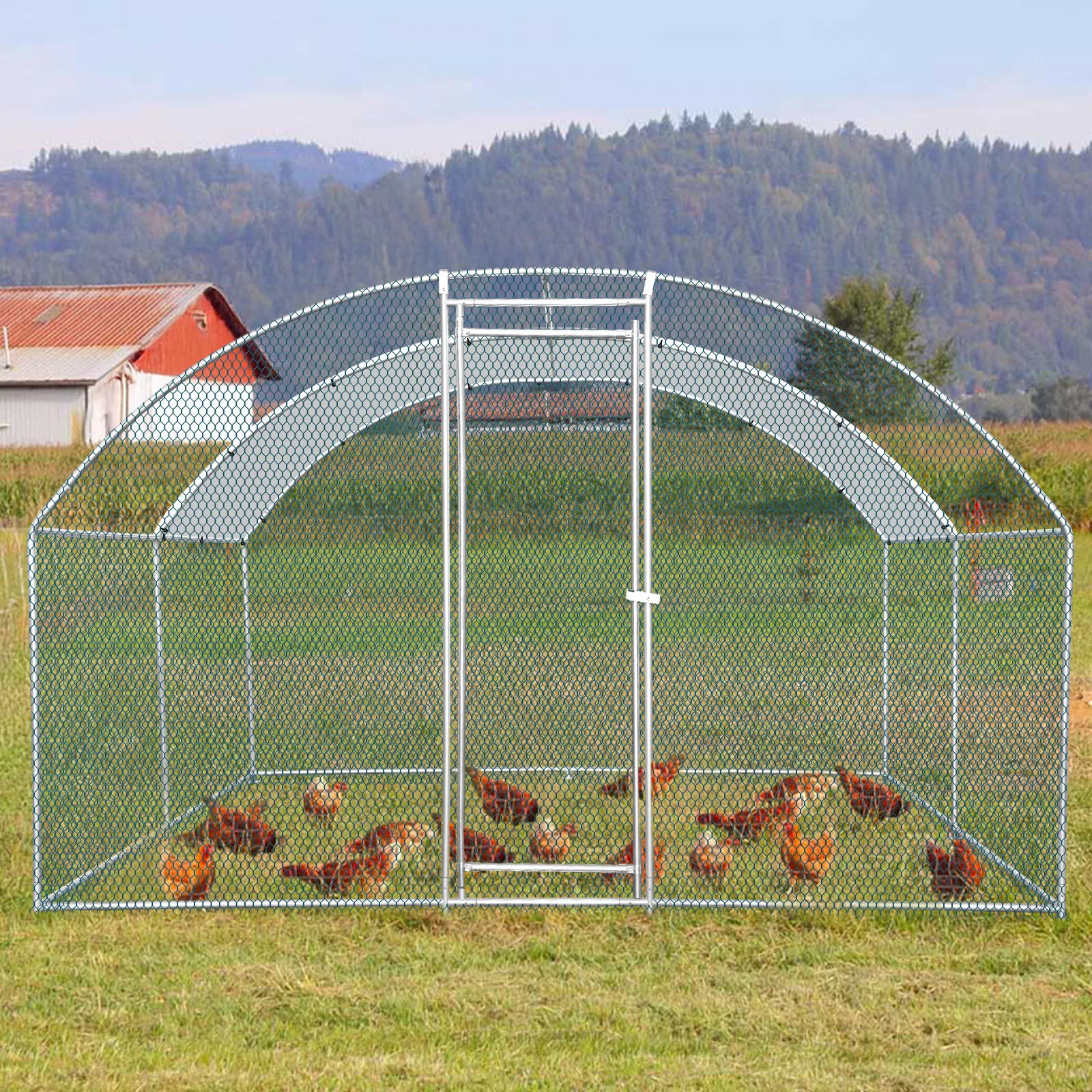 13 x 10 ft Large Metal Chicken Coop, Walk-in Poultry Cage Chicken Hen Run House with Waterproof Cover, Rabbits Cats Dogs Farm Pen for Outdoor Backyard Farm Garden photo 3