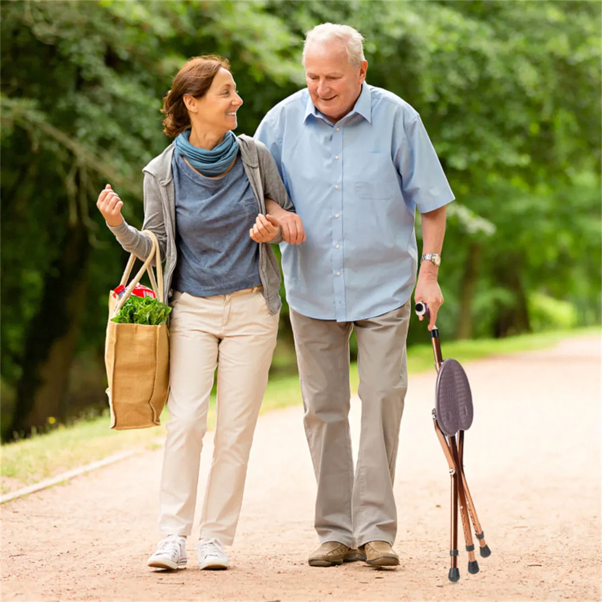 Folding Seat Cane (220lbs): 5-Level Height Adjust, LED Light, Anti-Slip Pads, Aluminum Alloy, Bonus Cushion/3 Foot Pads for Elder-Brown photo 7