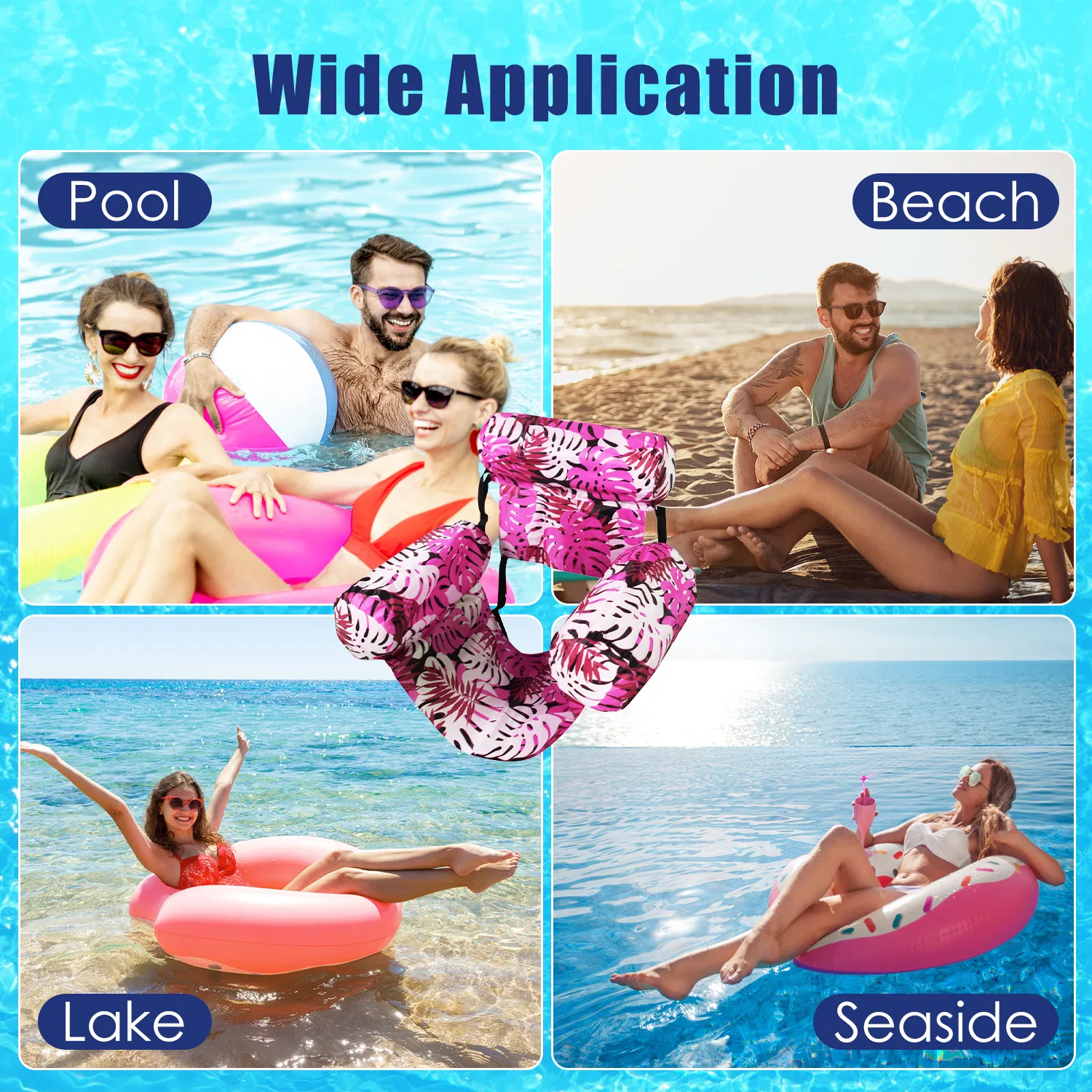 2 Pack Inflatable Pool Floats for Adult Inflatable Hammocks Floating Lounge Chairs for Party Summer Water Beach Lake Fun photo 7