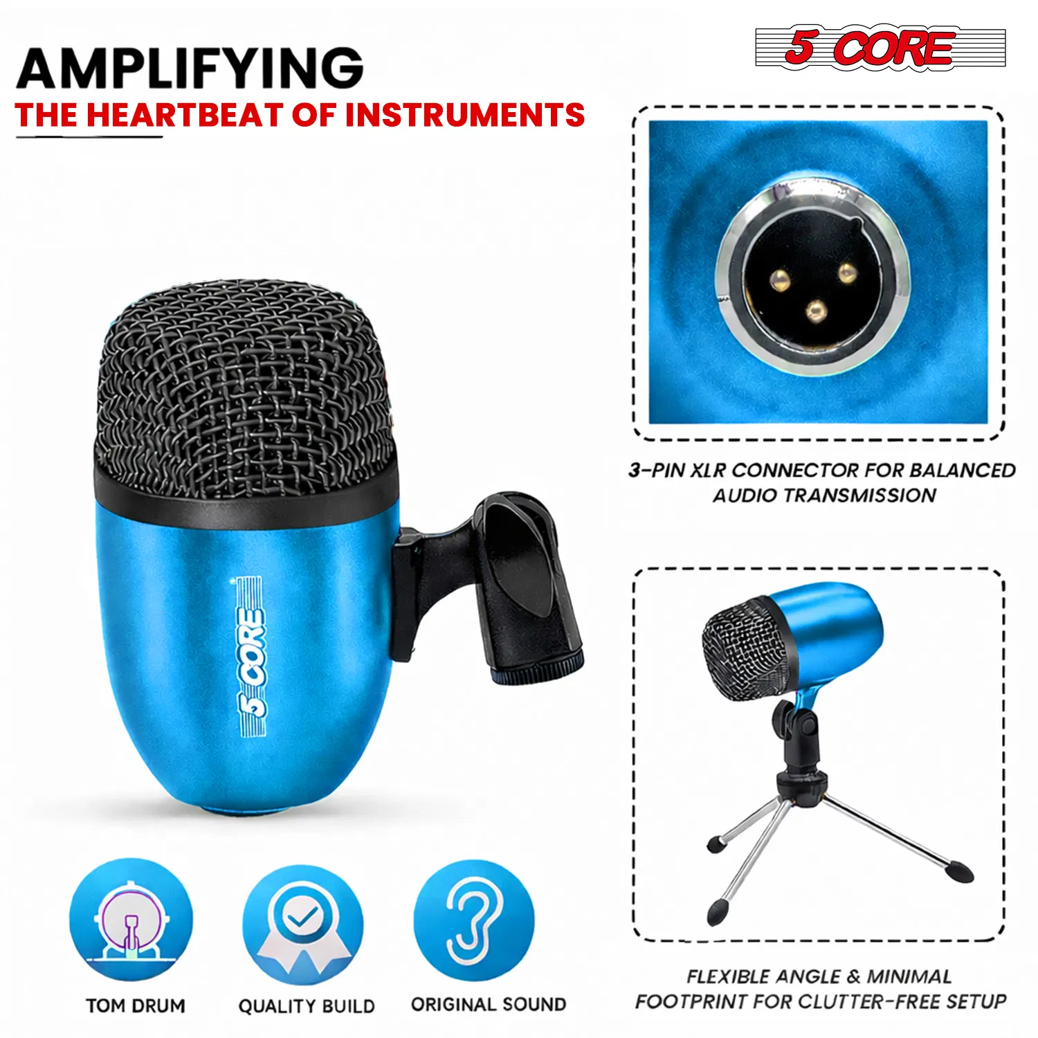 5 Core Conga Mic Snare Tom Microphone Drum Kit Condenser XLR Instrument Mics photo 8