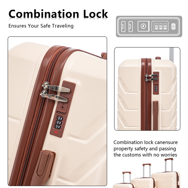 3 in 1 ABS&PC Trolley Box 20in 24in 28in Trolley Box Iron Tie Rod ABSPC Alloy Beige photo 5