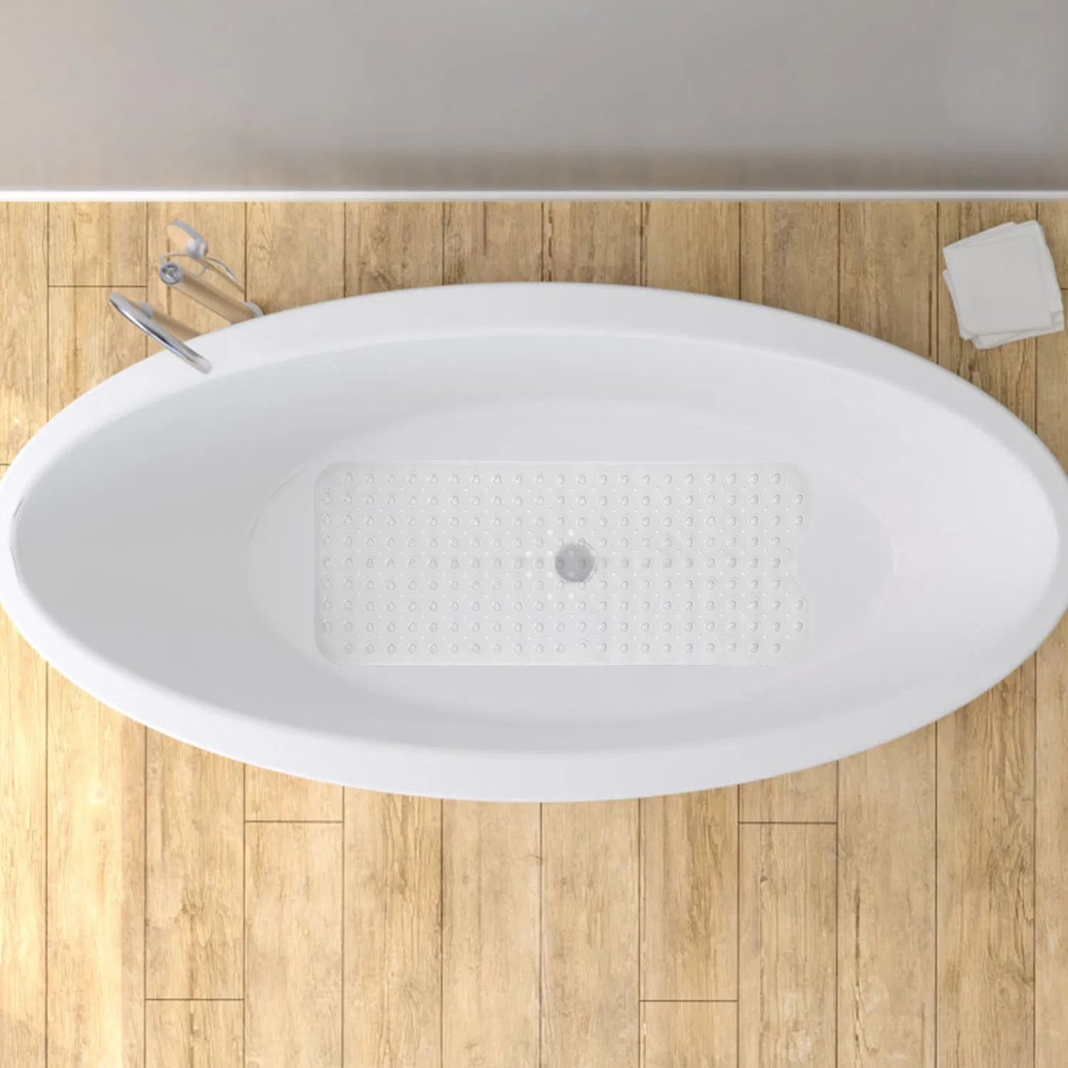 Bathroom Tub Shower Mat,  PVC Non-Slip Bathmat with Suction Cups and Drain Holes, Raised Pebble Surface, Machine-Washable for Home Wet-Place Use photo 3