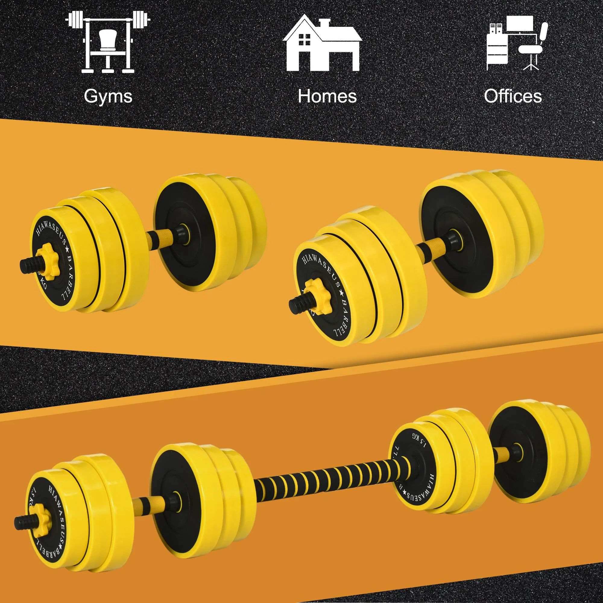 Dumbbell & Barbell Adjustable Set 55lbs Plate Bar Clamp Rod for Strength Training, Full Body Workout, Muscle Building Home Gym Sports Area Exercise Ergonomic photo 4