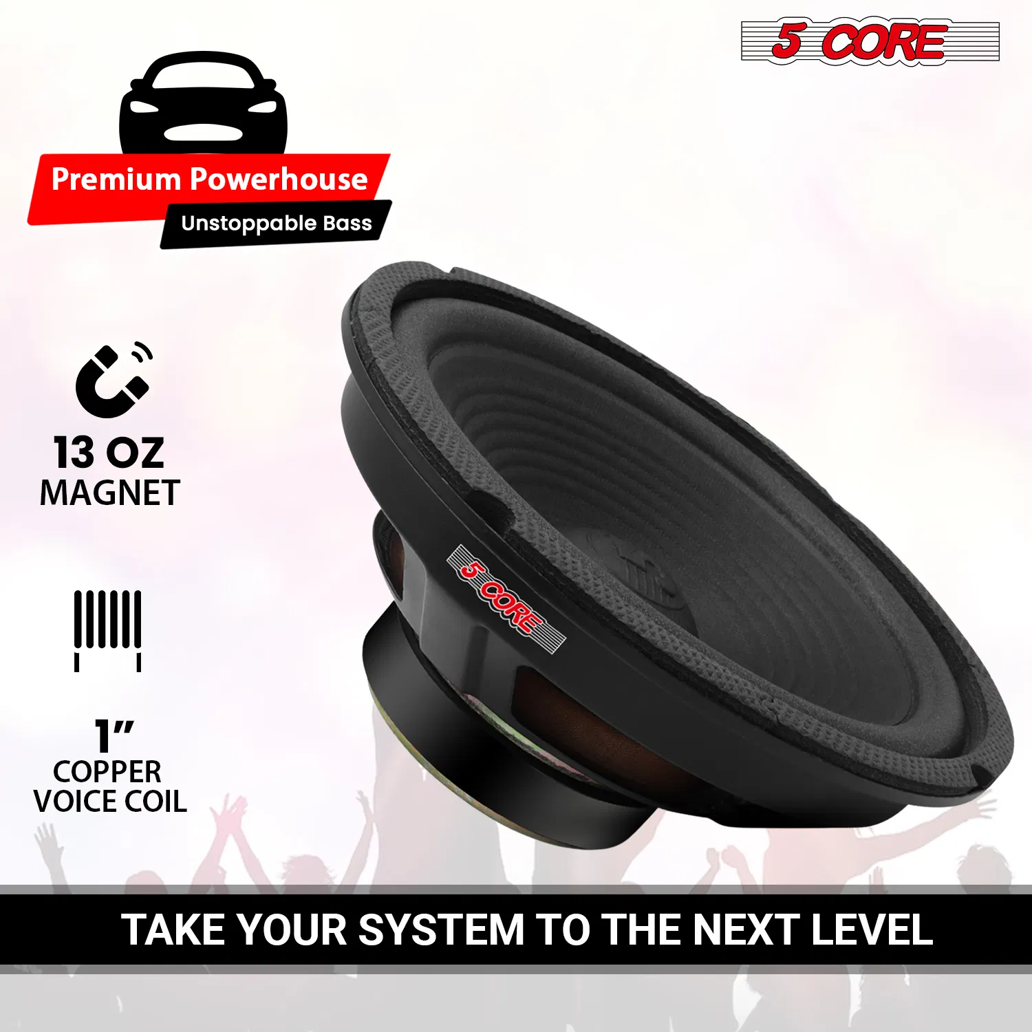 5 Core 8 Inch Car Subwoofer Speaker 4 Ohm Woofer Replacement Driver PAIR photo 2