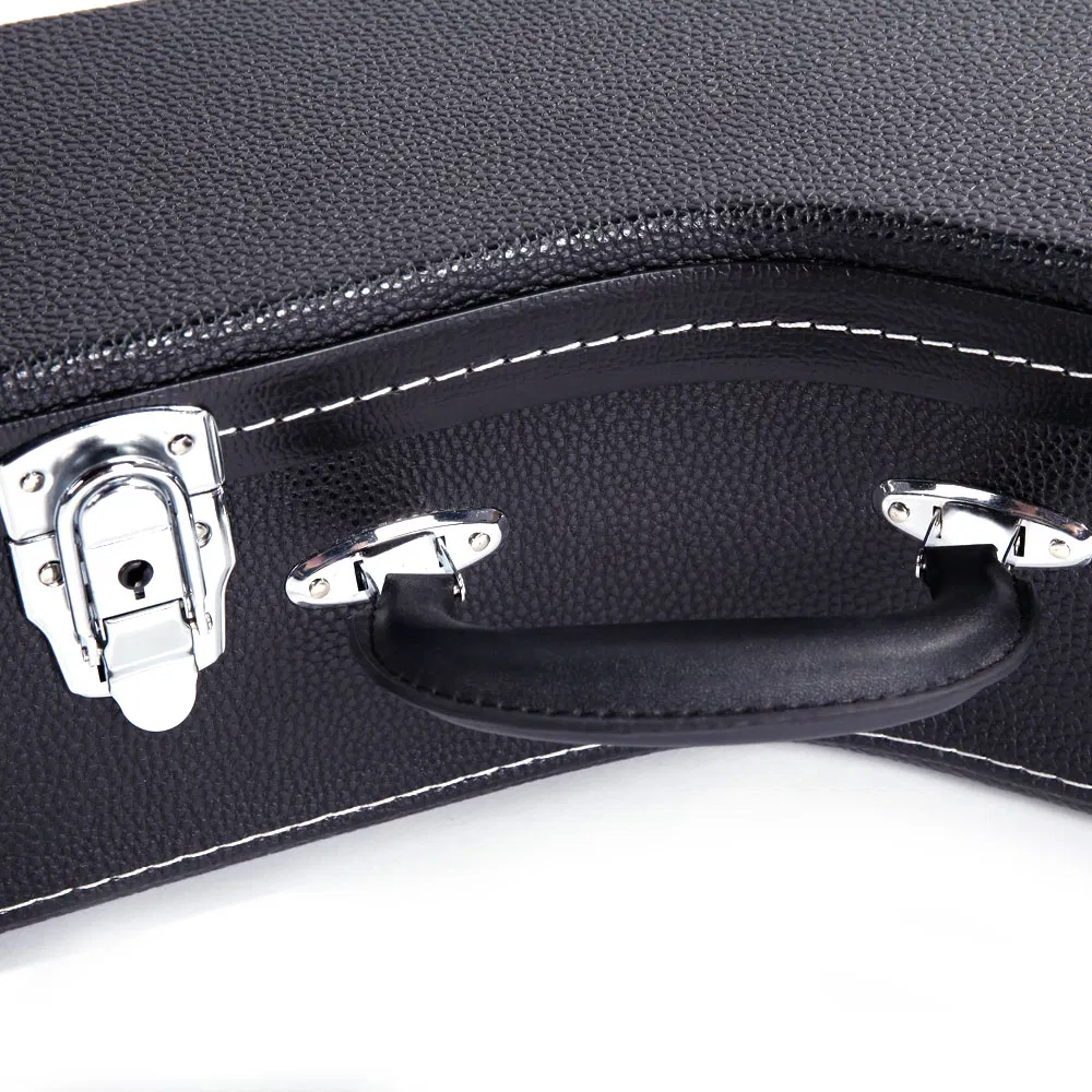 [Replace 48950444]5-String 6-String Microgroove Pattern Leather Wood Banjos Case Black photo 7