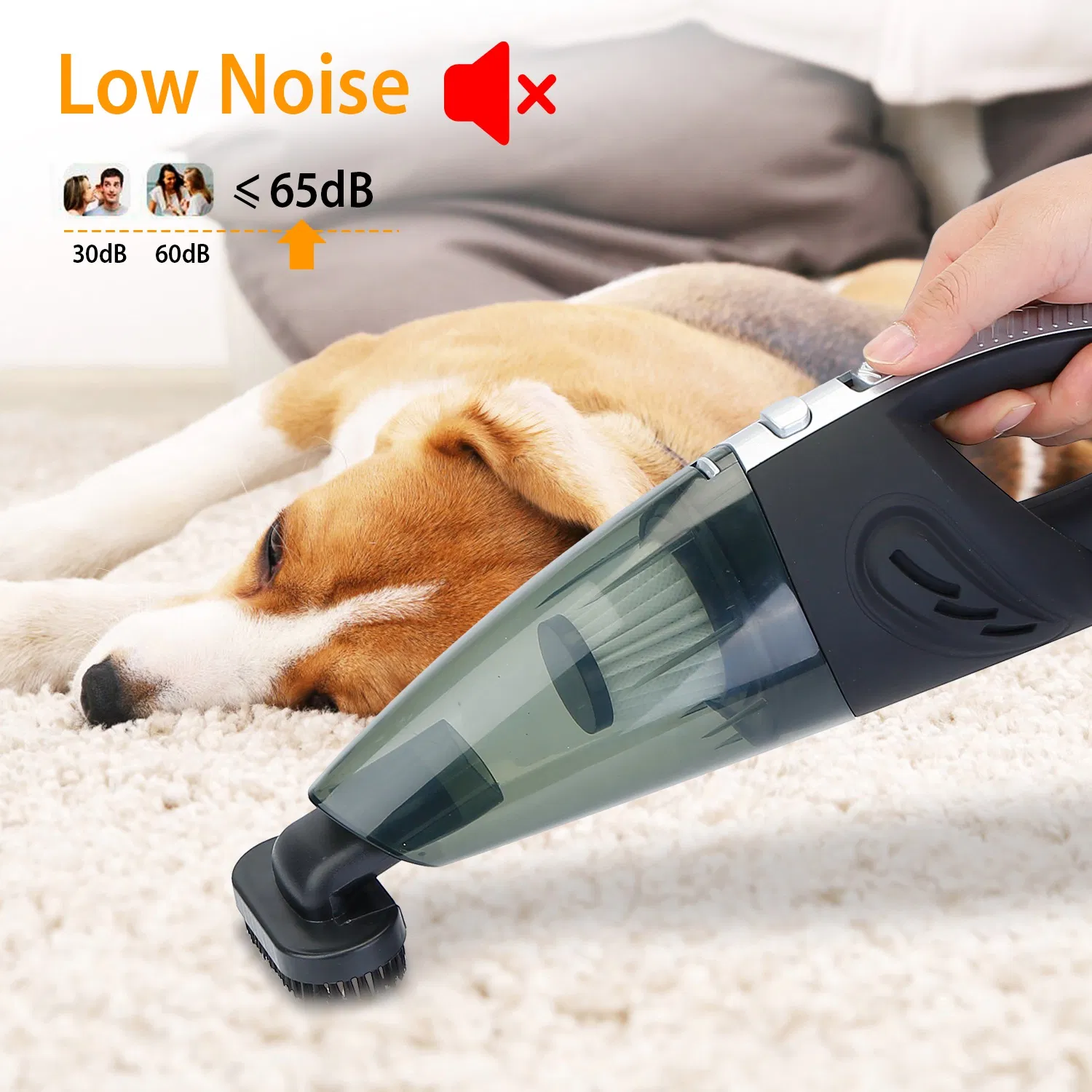 Cordless Handheld Car Vacuum Cleaner, 4800PA Cyclonic Suction 120W Motor, Wet & Dry Use with HEPA Filter, Multi Accessories for Home Car Deep Cleaning photo 5