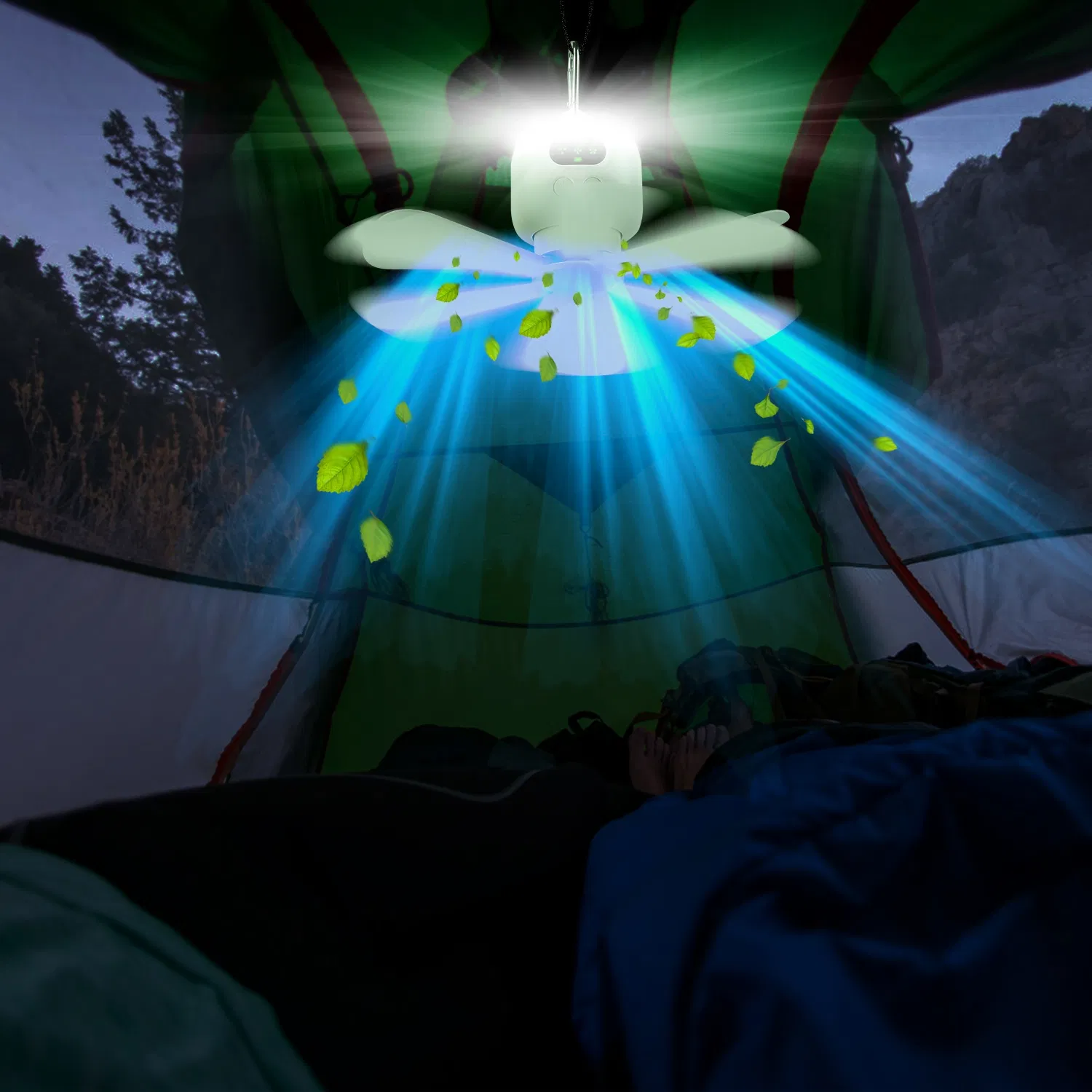 2 In 1 Portable Camping Fan with LED Lantern 8000mAh Battery Powered Tent Fan with Carabiner Digital Display 4 Speeds 4 Timer Settings for Camping Canopy Tents RV photo 8