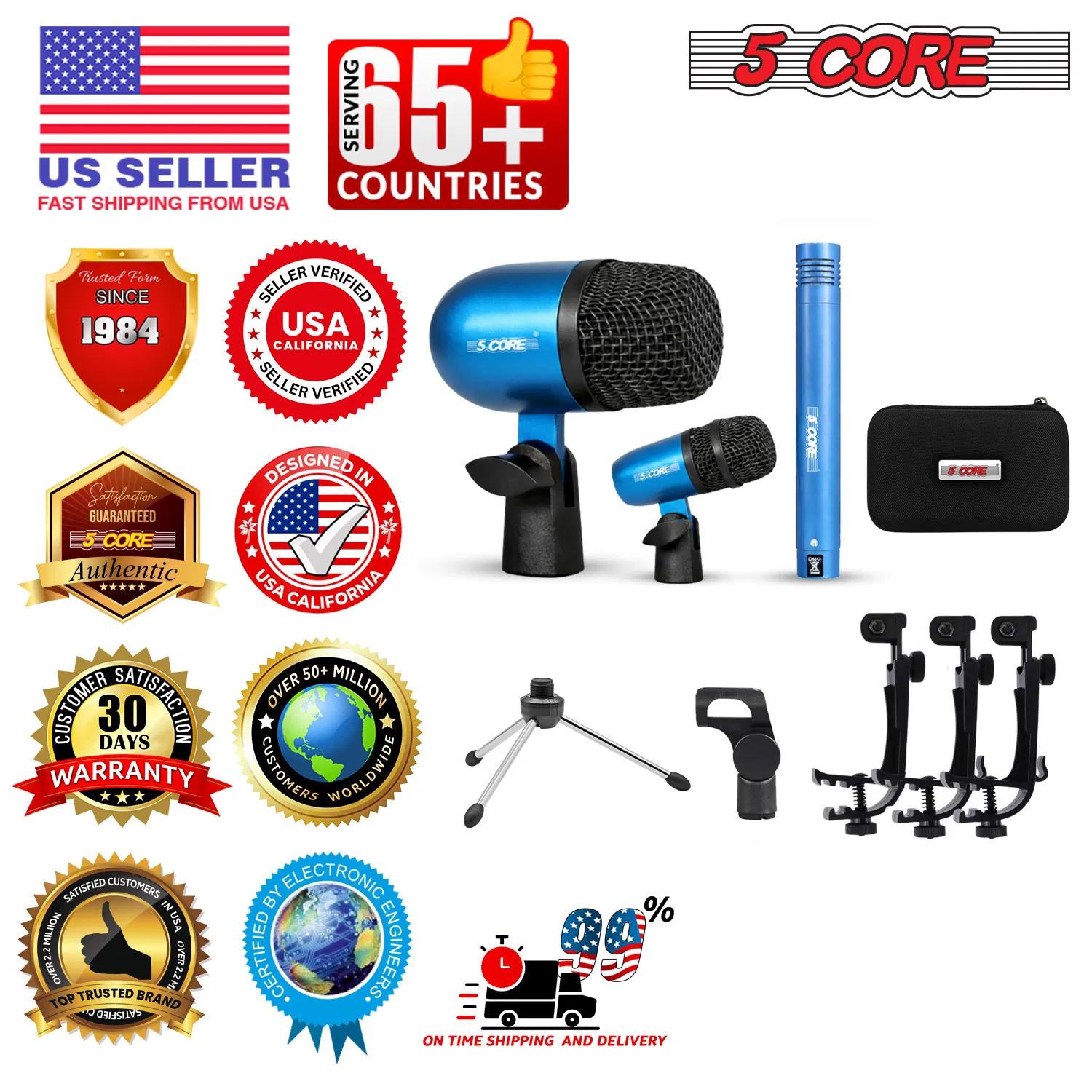 5 Core Conga Mic Snare Tom Microphone Drum Kit Condenser XLR Instrument Mics photo 4