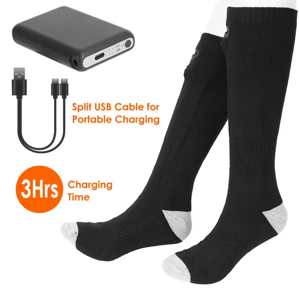 Electric Heated Socks for Men Women Battery Powered Heated Socks Rechargeable Feet Warmer with 4 Temperature Levels Indoor Outdoor Machine Washable photo 3