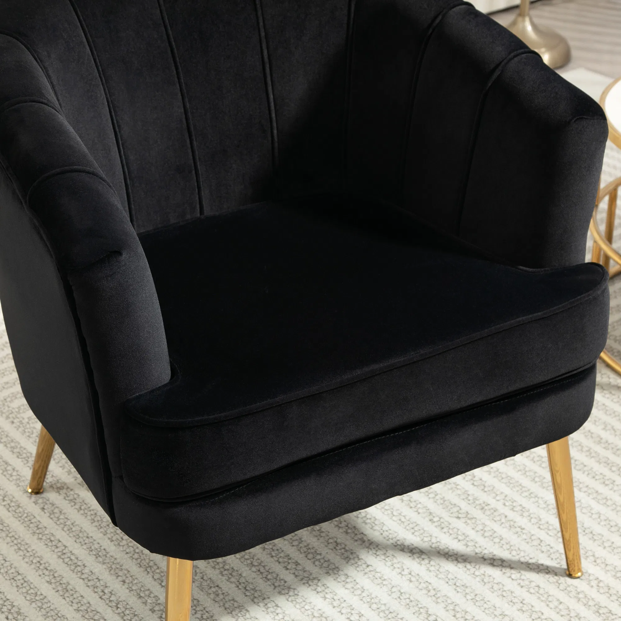 Fabric Armchair, Modern Accent Chair with Gold Metal Legs for Living Room, Bedroom, Home Office, Black photo 5