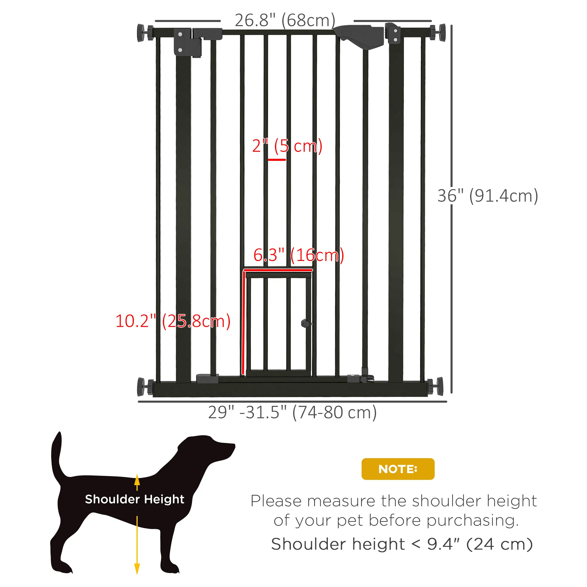 36" Easy Open Indoor Dog Gates for Doorways, House, Stair - Black photo 6