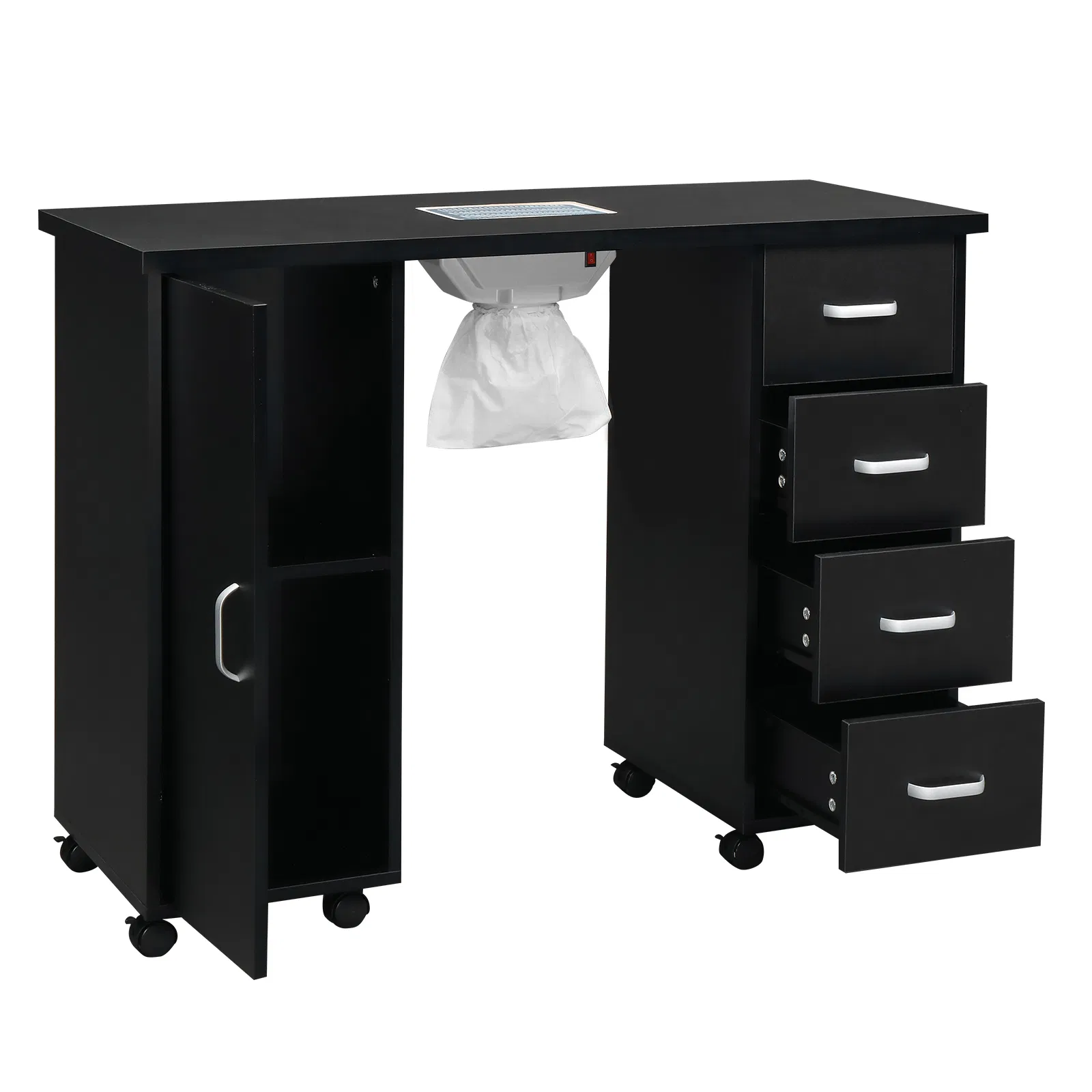 MDF Single Door 4 Drawers With Fan Black Nail Table photo 8