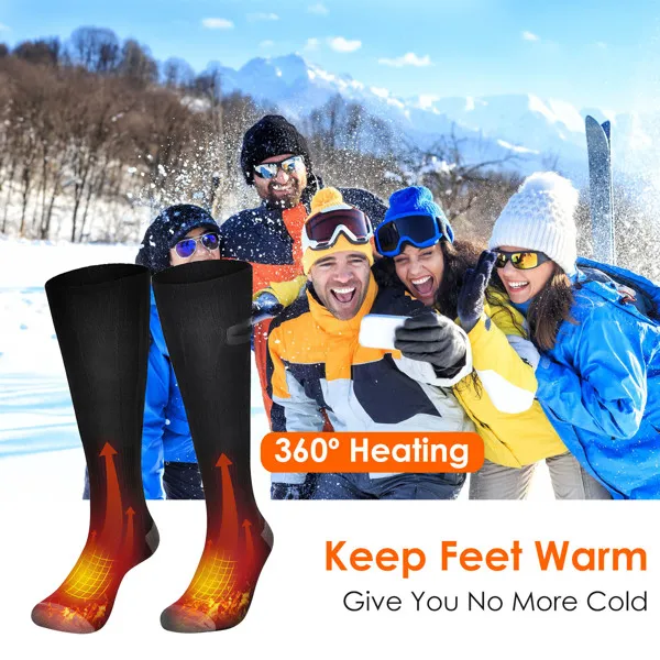 Electric Heated Socks for Men Women Battery Powered Heated Socks Rechargeable Feet Warmer with 4 Temperature Levels Indoor Outdoor Machine Washable photo 5