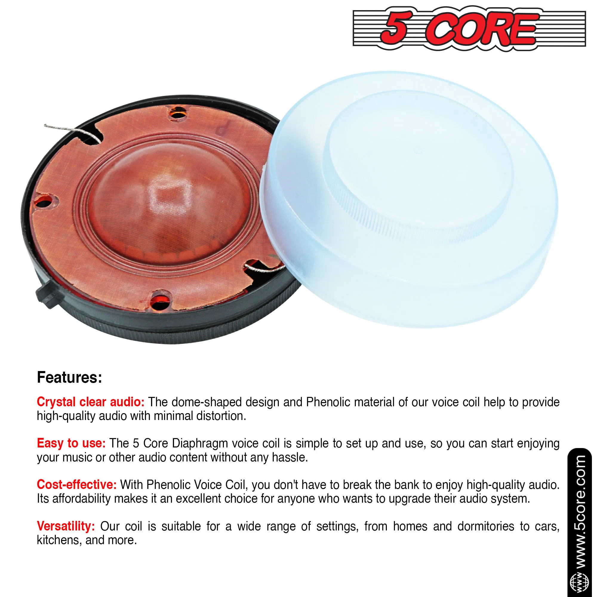5Core 2" Replacement Phenolic Tweeter Diaphragm Voice Coil High Pitch Horn photo 4