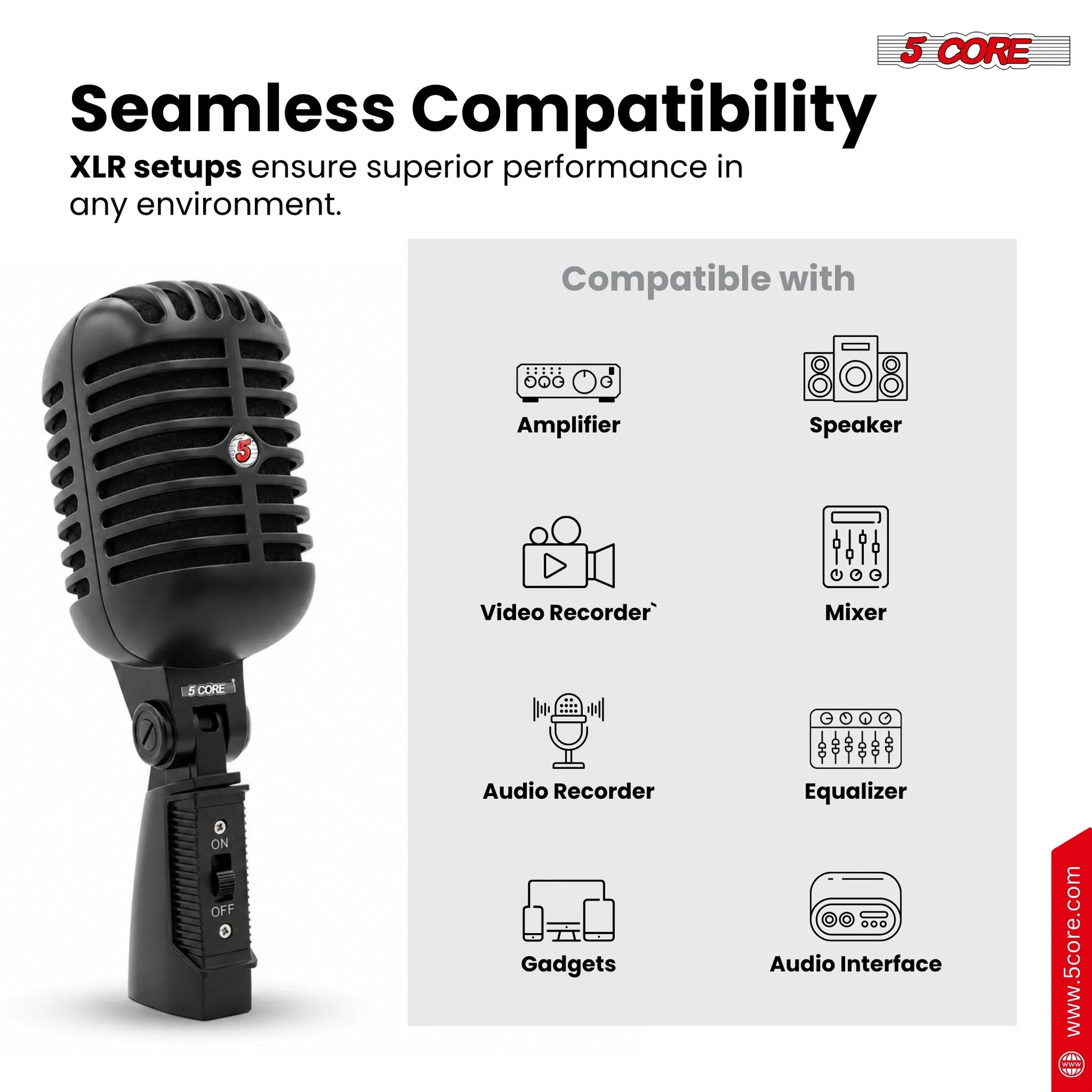 5Core Vintage Microphone Classic Dynamic Professional XLR Studio Retro Style Mic photo 2
