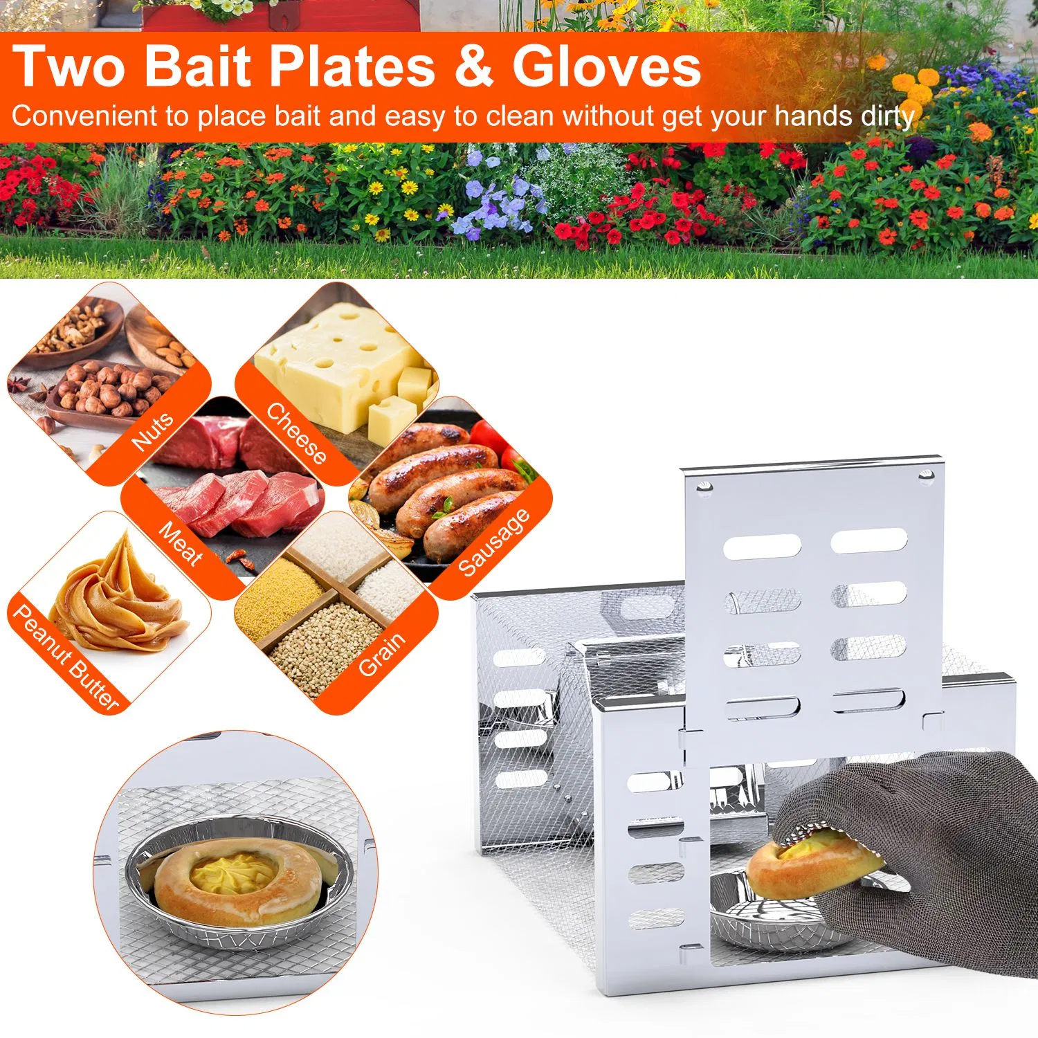 2Pcs Humane Rat Trap Catch and Release Live Mouse Cage Traps with Automatic Continuous Cycle Trapping for Chipmunk Rodent Mouse Small Animals photo 4