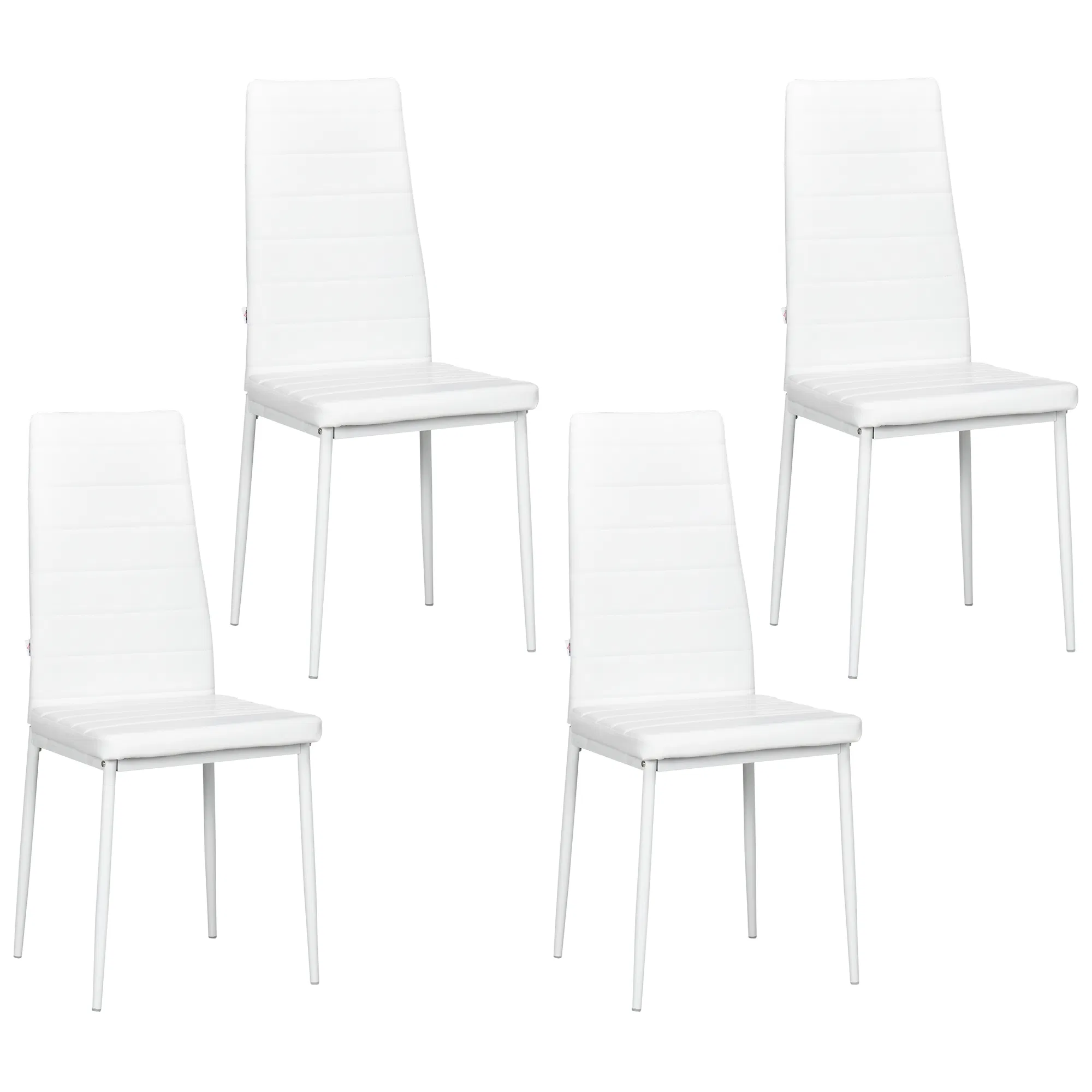 Modern Dining Chairs, Set of 4, High Back PU leather Upholstery and Metal Legs for the Living Room, Kitchen, Home Office, White photo 1