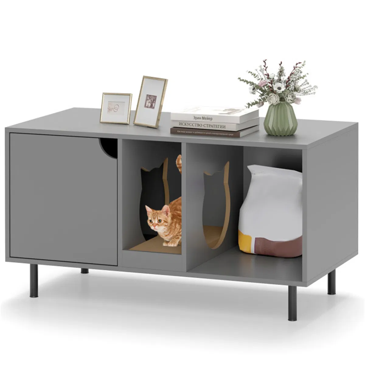 Gray Cat Litter Box Enclosure photo 1