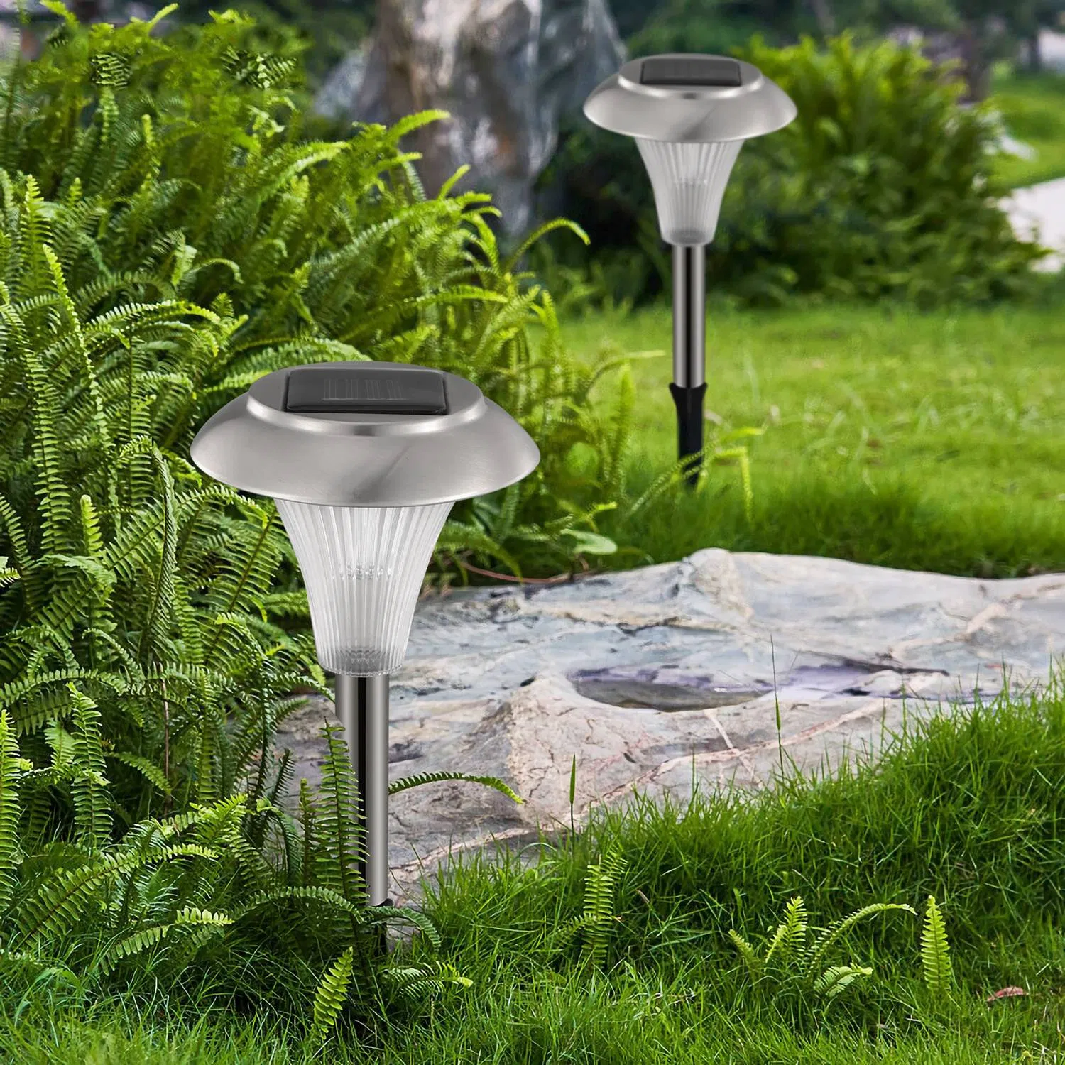 4 Packs Outdoor Solar Garden Pathway Lights, Color Changing LED Landscape Lighting, IP44 Weather-Resistant Stainless-Steel , PC Lights for Backyard Walkway photo 7