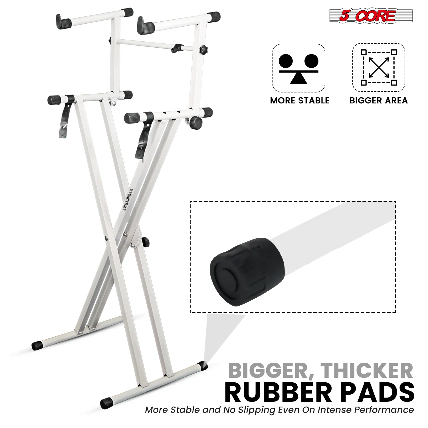 5 Core 2 Tier Keyboard Stand Double X Style Adjustable Electric Piano Riser Holder photo 2