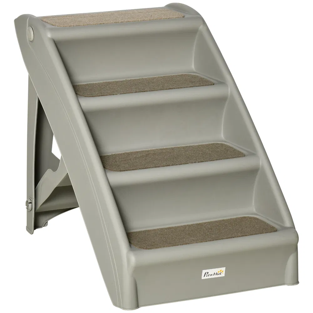 4-Level Portable Dog Stairs, Foldable Dog Steps for Small Dogs, Lightweight Cat Steps, with Nonslip Soft Mats, for High Bed, Sofa, Grey photo 7