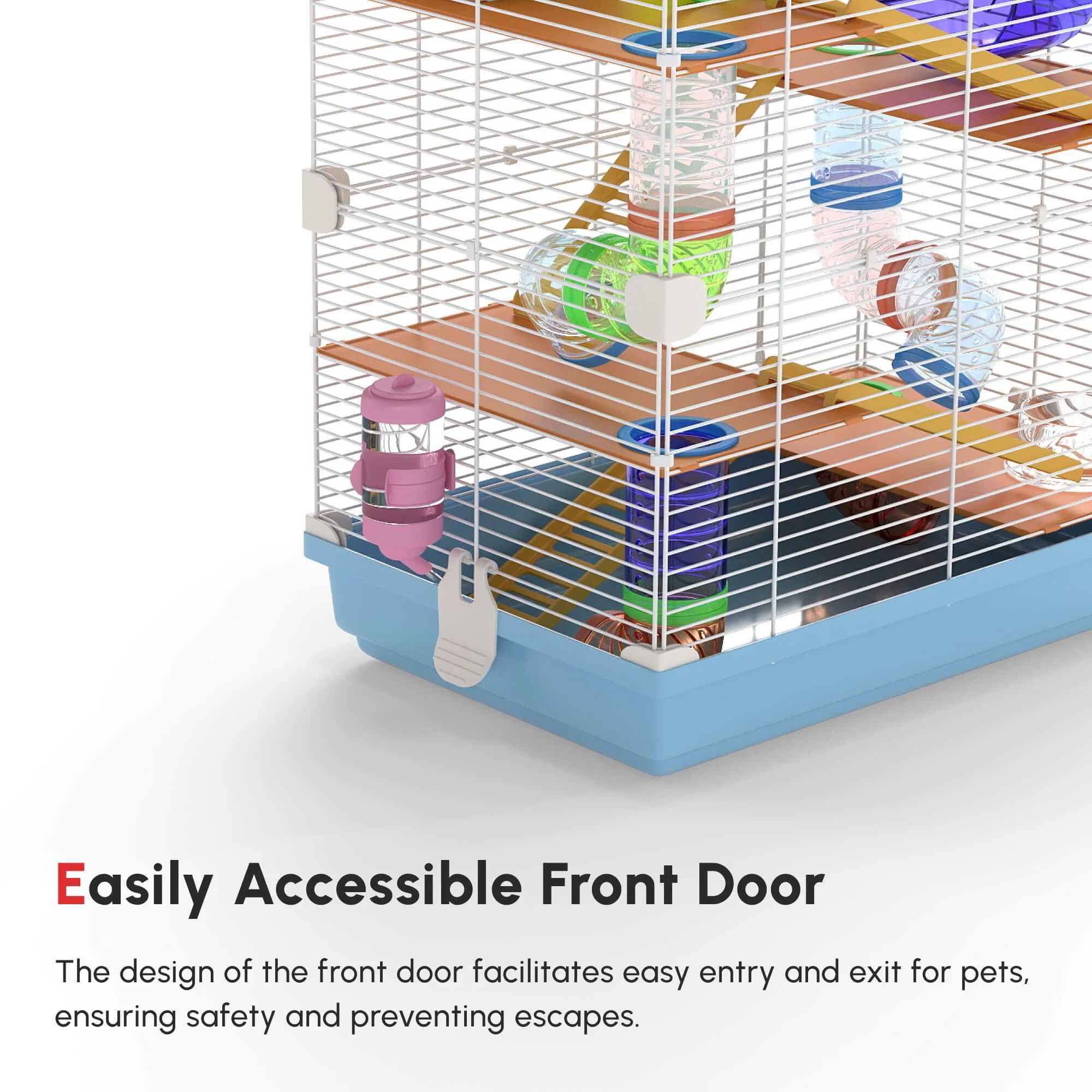 5 Tiers Hamster Cage Portable with Exercise Wheels Play Tube Water Bottle Dishes House Ladder for Gerbils, Green photo 3