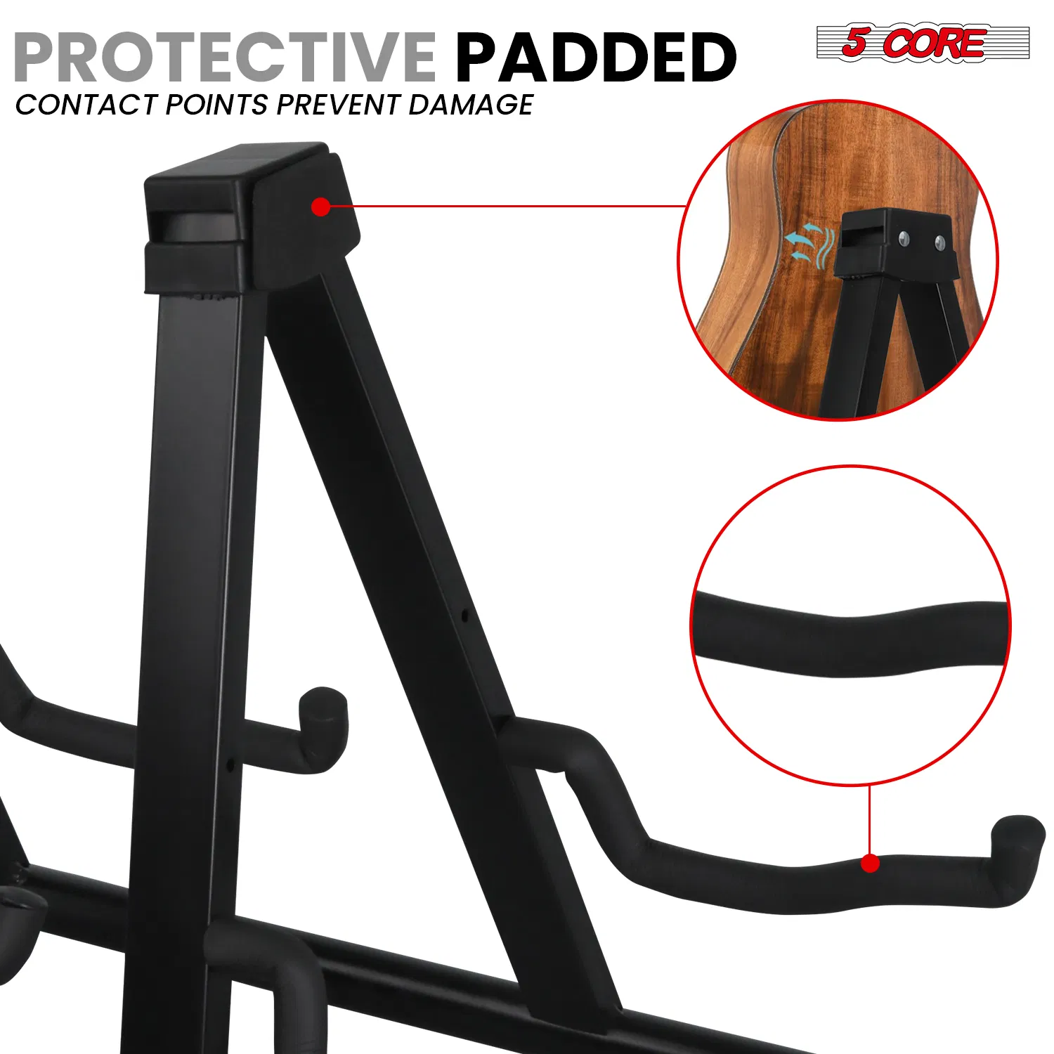 5 CORE Double Guitar Stand Floor Adjustable Heavy Duty A Frame Universal Folding Acoustic Electric Bass Mandolin Banjo Violin Holder Multiple Folding Stands For On Stage Studio Easy Assembly photo 8
