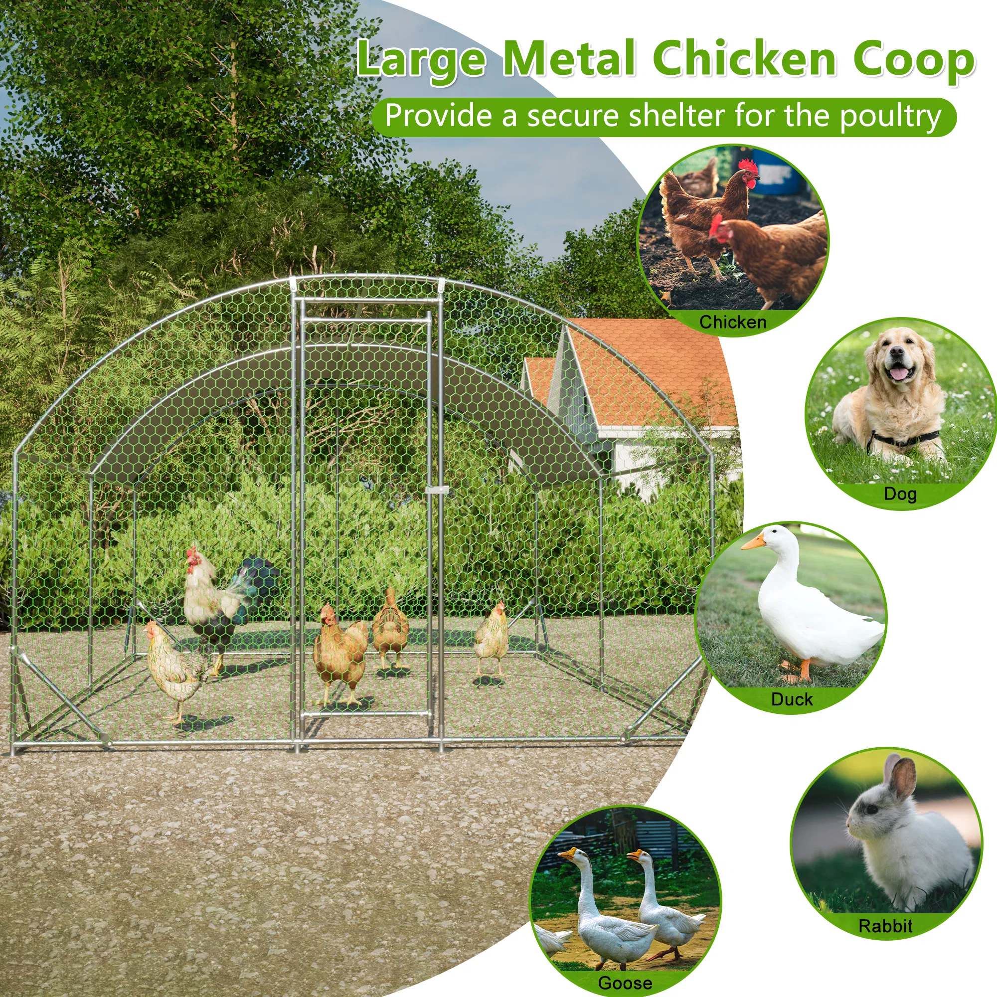 9.84' x 13.12' x 6.56' Large Chicken Coop Metal Chicken Run with Waterproof and Anti-UV Cover photo 6