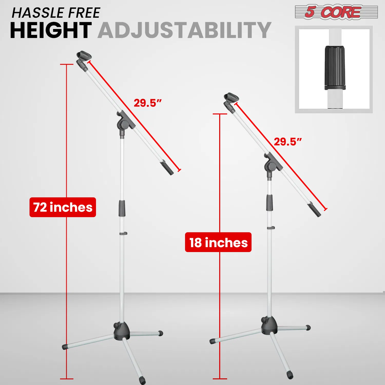5 Core Tripod Mic Stand Floor 4Pcs Adjustable 18 to 72 Inches Sturdy Boom Arm Holder Microphone Stands Pedestal Para Microfono for Singing photo 6