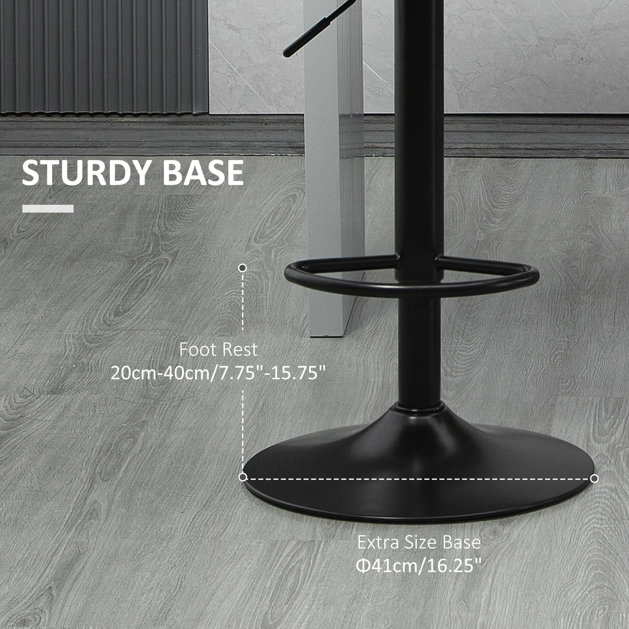 Swivel Barstools Set of 2 Adjustable Bar Stools with Footrest Armrests and PU Leather Back for Dining Room Black, Grey photo 6
