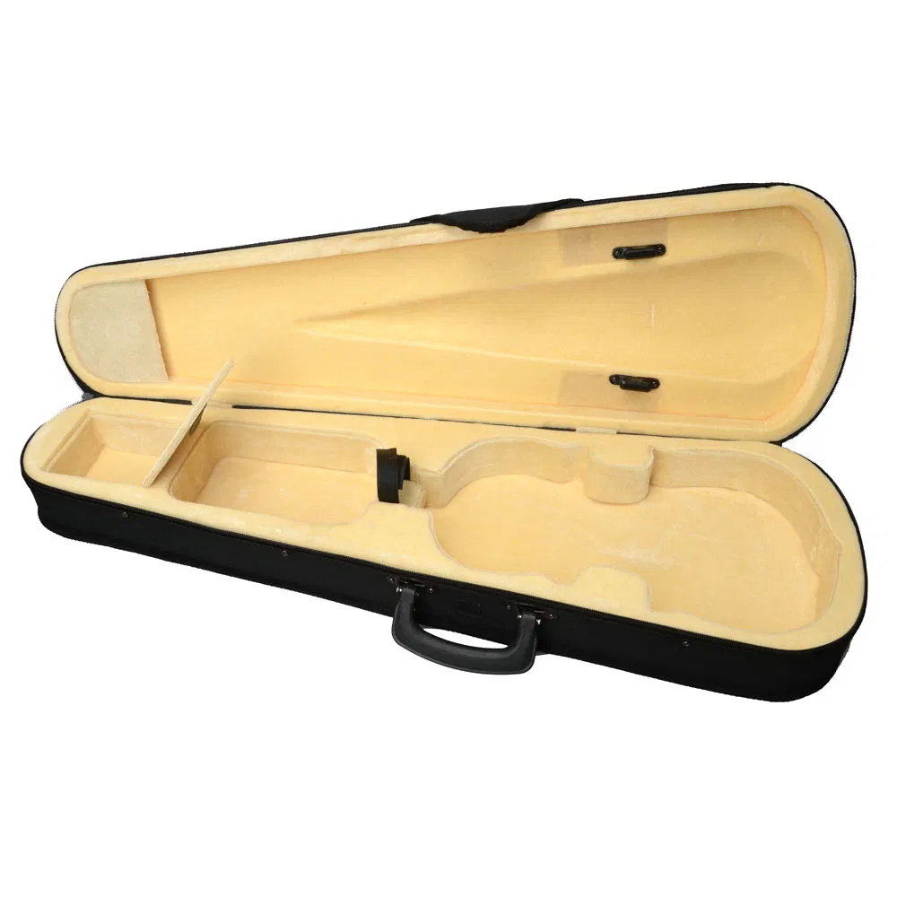 Durable Cloth Fluff Triangle Shape Case with Beige Lining for 4/4 Violin Black photo 5