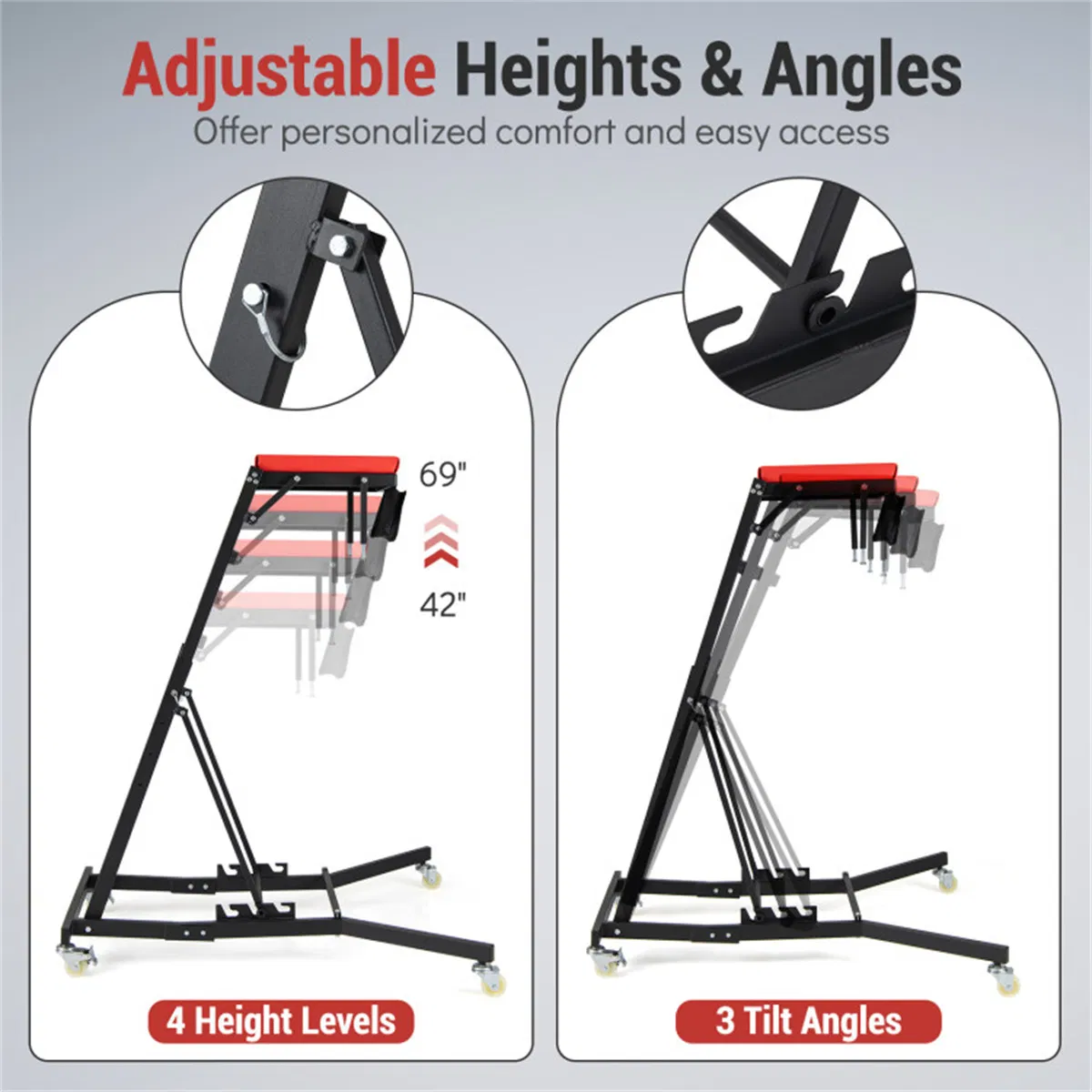 400 LBS Capacity Heavy Duty Topside Creeper with 4-Level Height Adjustable, Foldable Automotive Engine Creeper photo 8