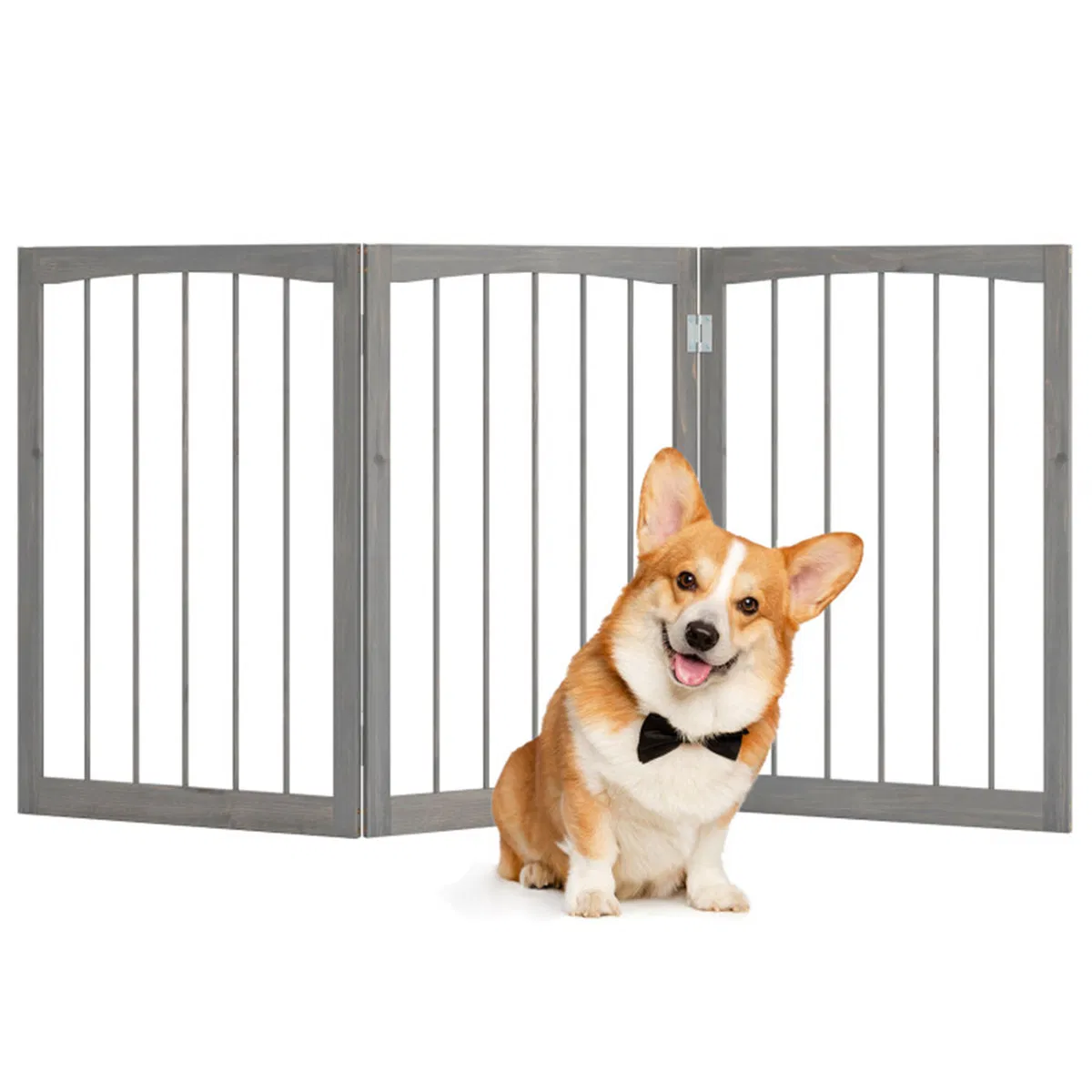 63" x 30" Gray Wooden Pet Fence photo 3
