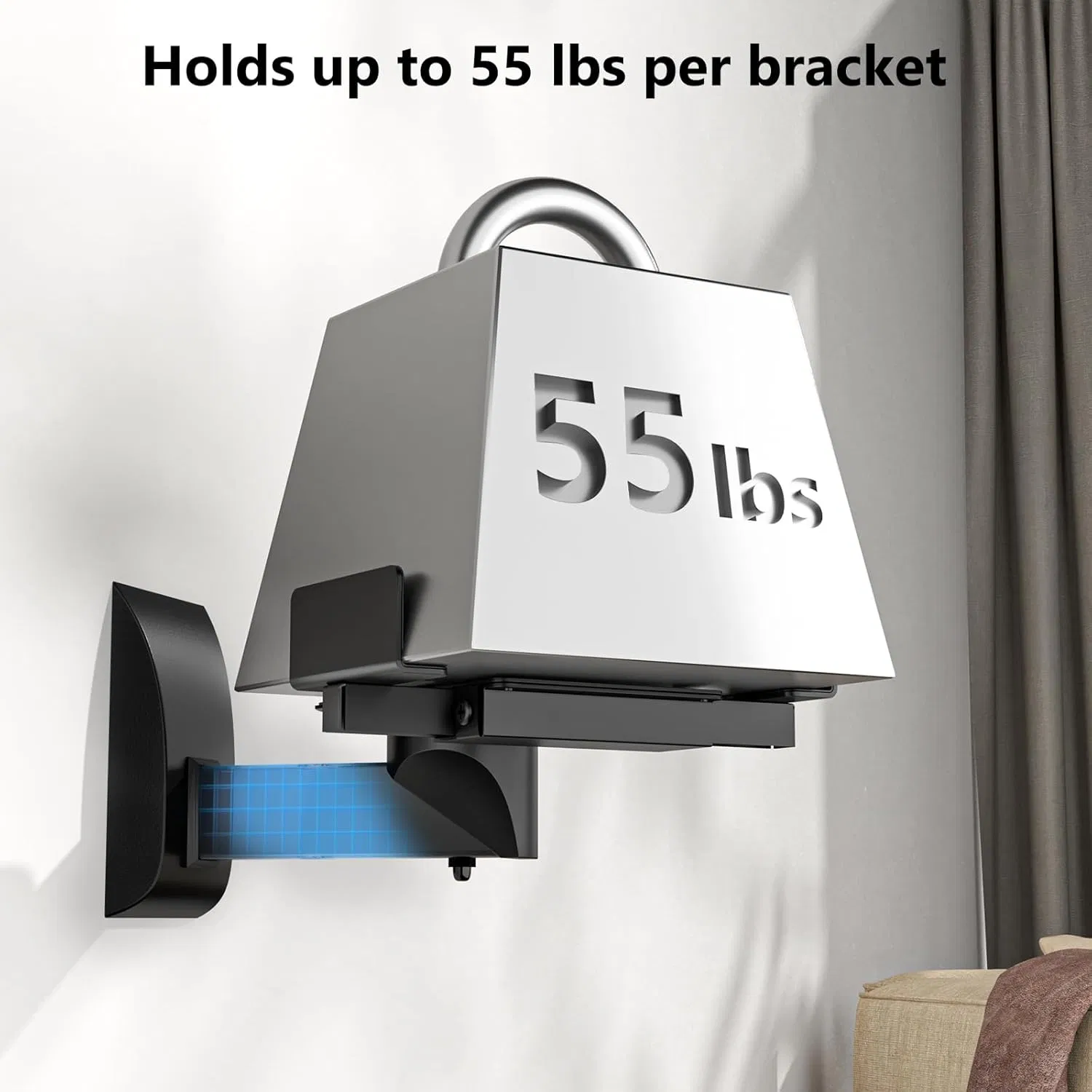 Speaker Wall Mount Adjustable Shelf Holder Swivel 180 Degree Bookshelf Brackets - 15 Inch Space for Speakers Pair Holds Upto 55lbs - WST 04-15 Pair photo 8