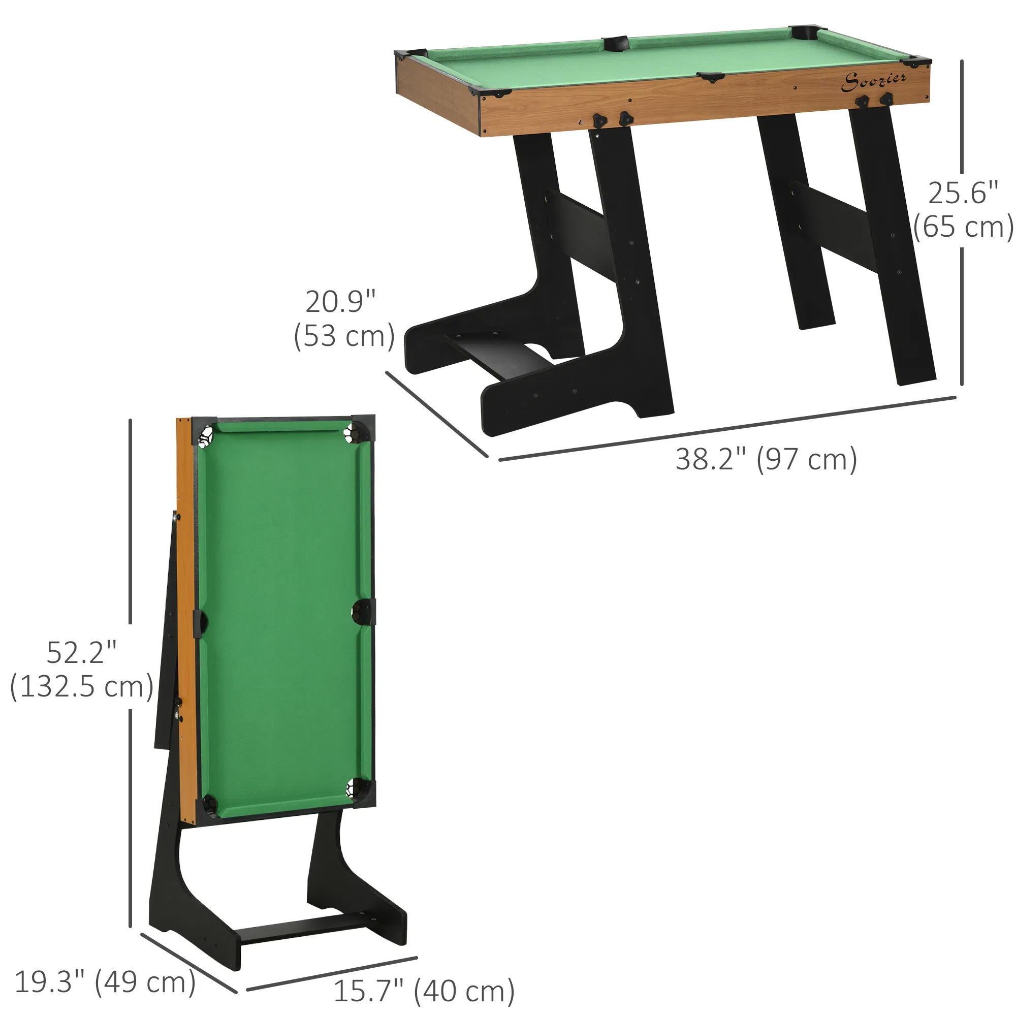 38" Mini Pool Table Set Tabletop Billiards Game with Easy Folding for Storage, with Balls, Cues, Chalk, Brush photo 2