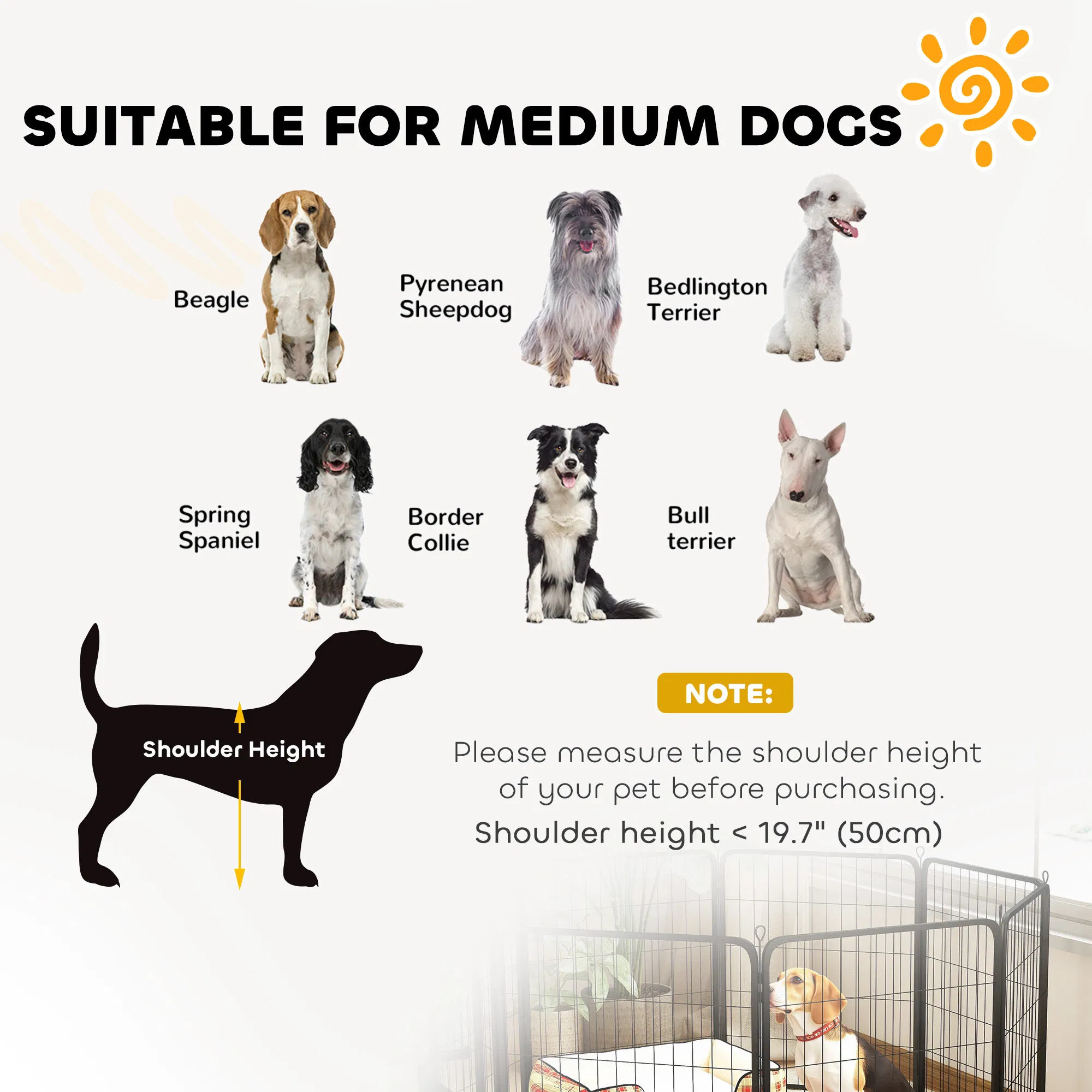 31.5" Dog Playpen Indoor Outdoor, Portable Foldable 8 Panels Pet Playpen with Door & Strap for Medium Dogs photo 6