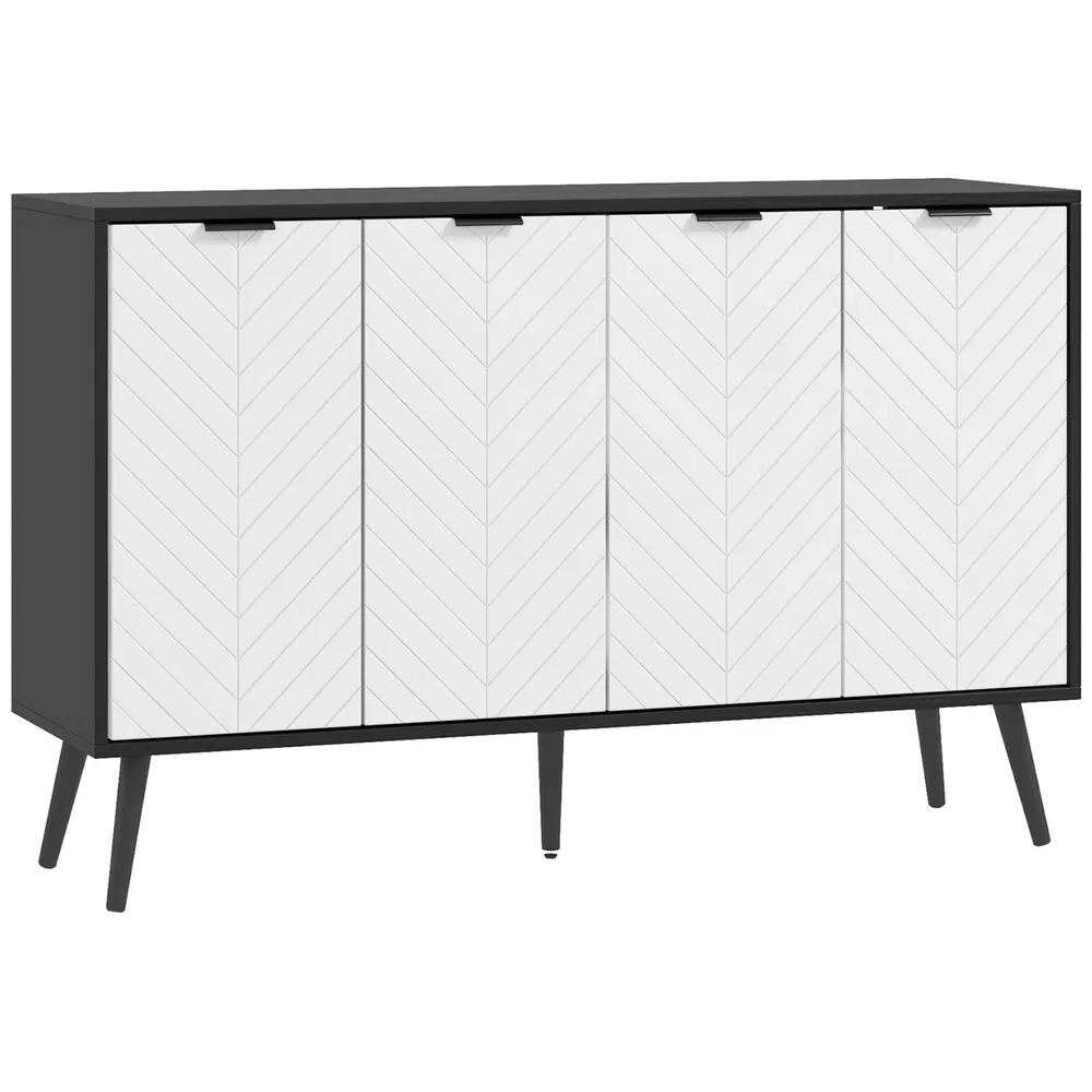 Modern Sideboard and Buffet, Dining Room Cabinet with Adjustable Shelves and 4 Doors, Black photo 7
