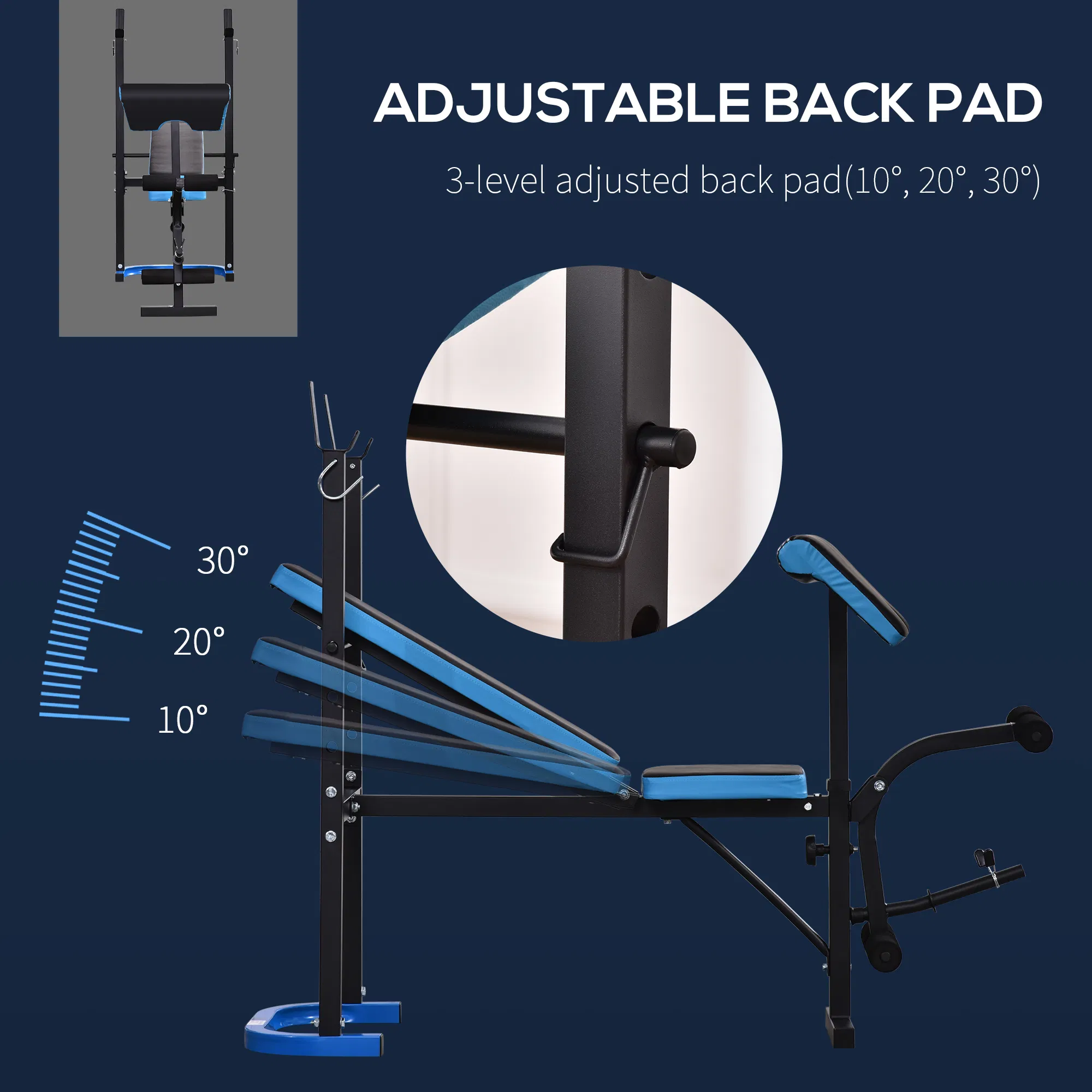 Adjustable Weight Bench with Barbell Rack and Leg Developer for Weight Lifting and Strength Training Multifunctional Workout Station for Home Gym Fitness, Black photo 4