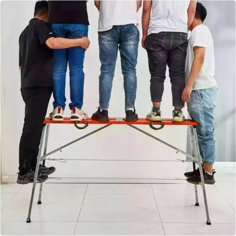 Folding Aluminum Scaffold Platform 250KG Heavy Load 5 Adjustable Height 70-120cm Anti Slip Large Work Platform Foldable No Assembly Portable Rust Resistant Work photo 6