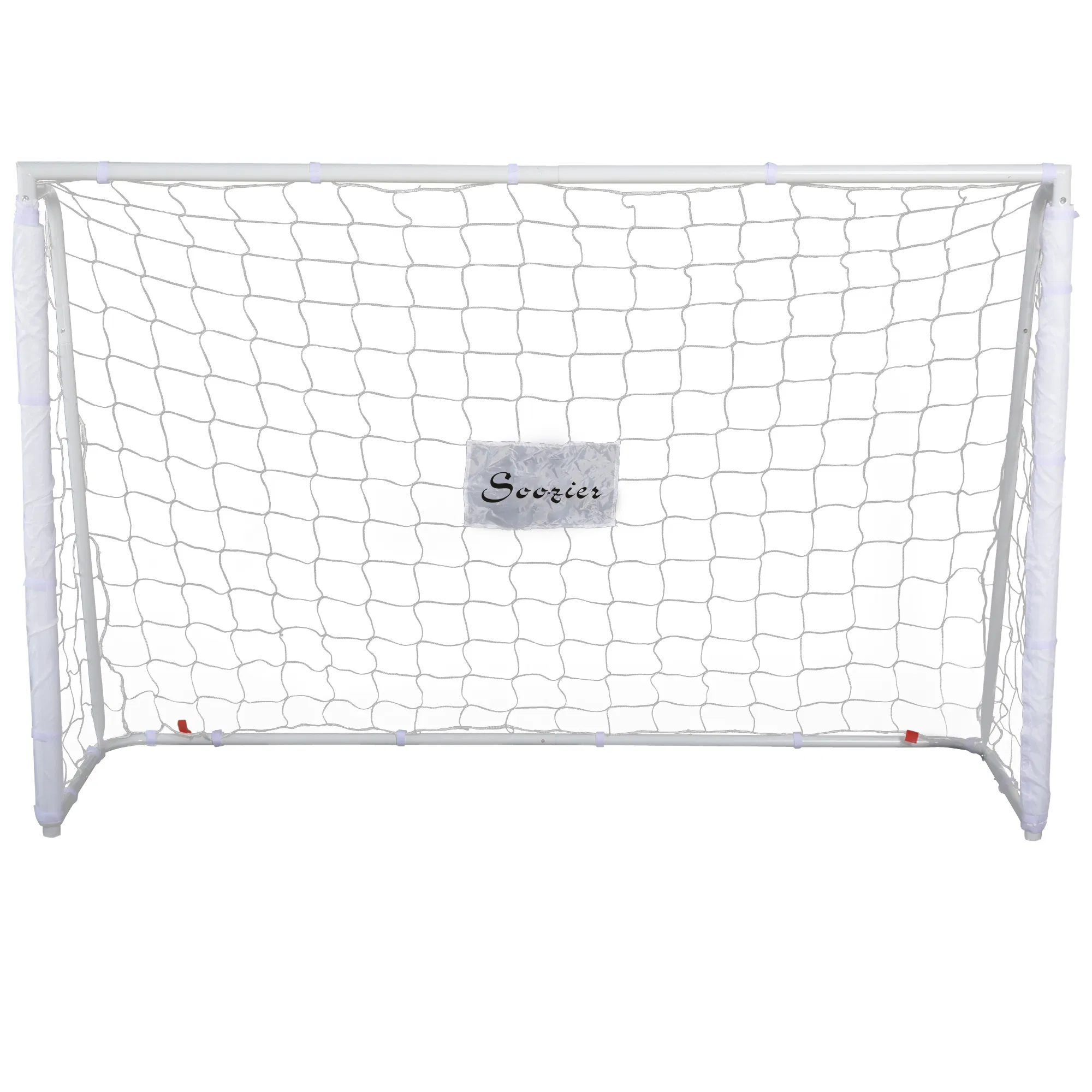 6ft x 4ft Soccer Goal Net with Metal Frame, PE Mesh, Ground Stakes, Easy Assembly, White photo 1