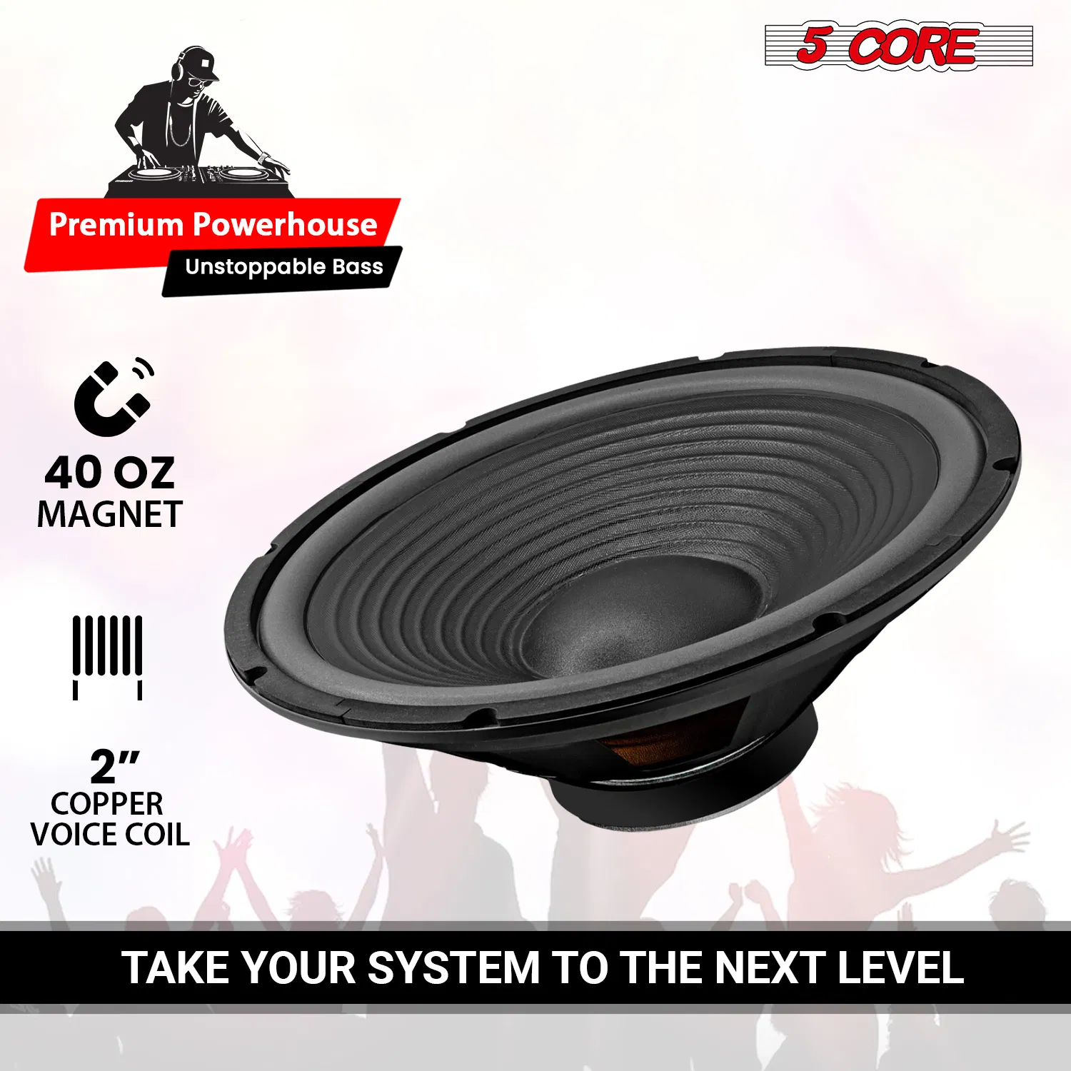 5 Core 15" Subwoofer Speaker Pair 450W MAX PA DJ Replacement Audio Sub Woofer 8Ohm Bass Driver photo 4