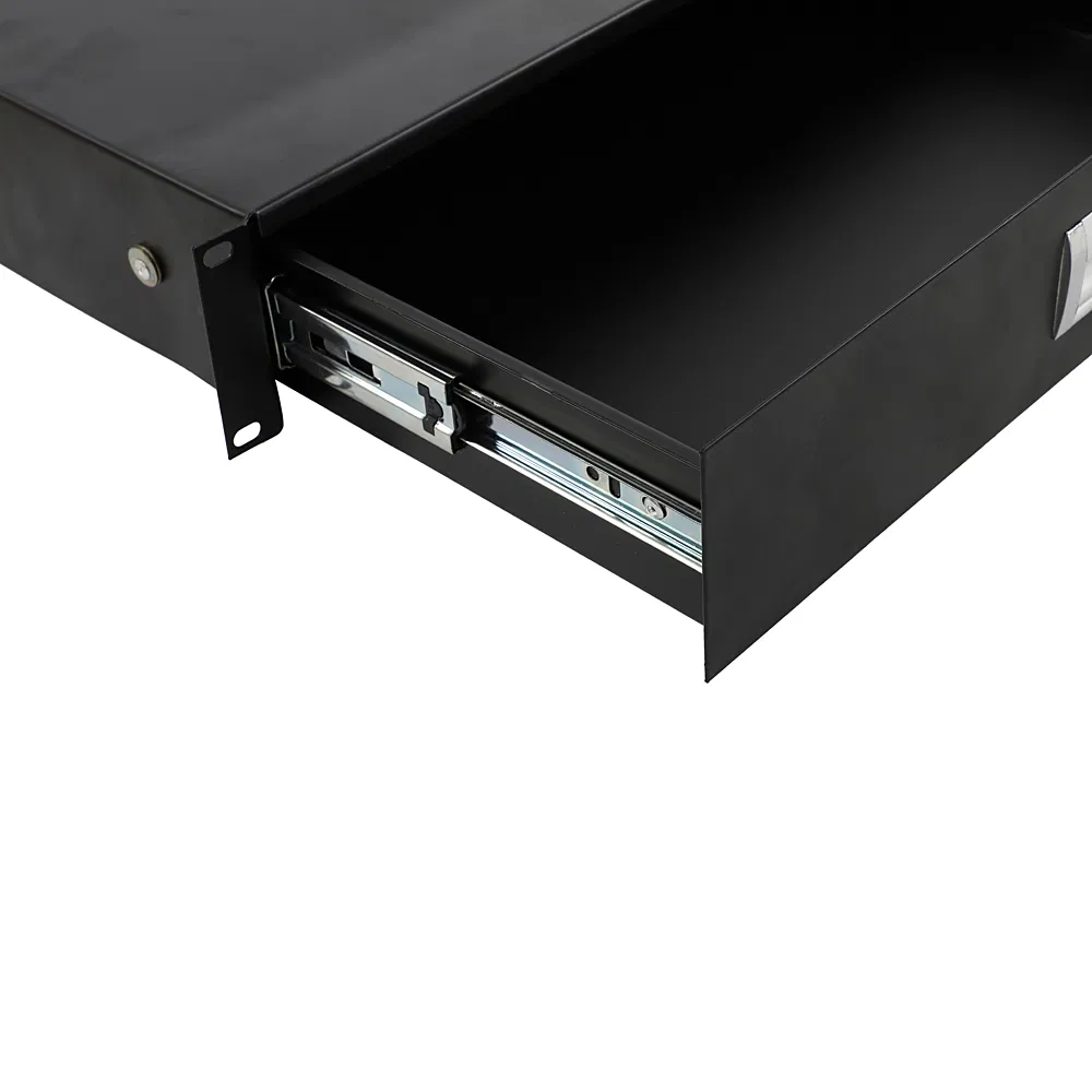 19" 2U Steel Plate DJ Drawer Equipment Cabinet with Keys Black photo 7