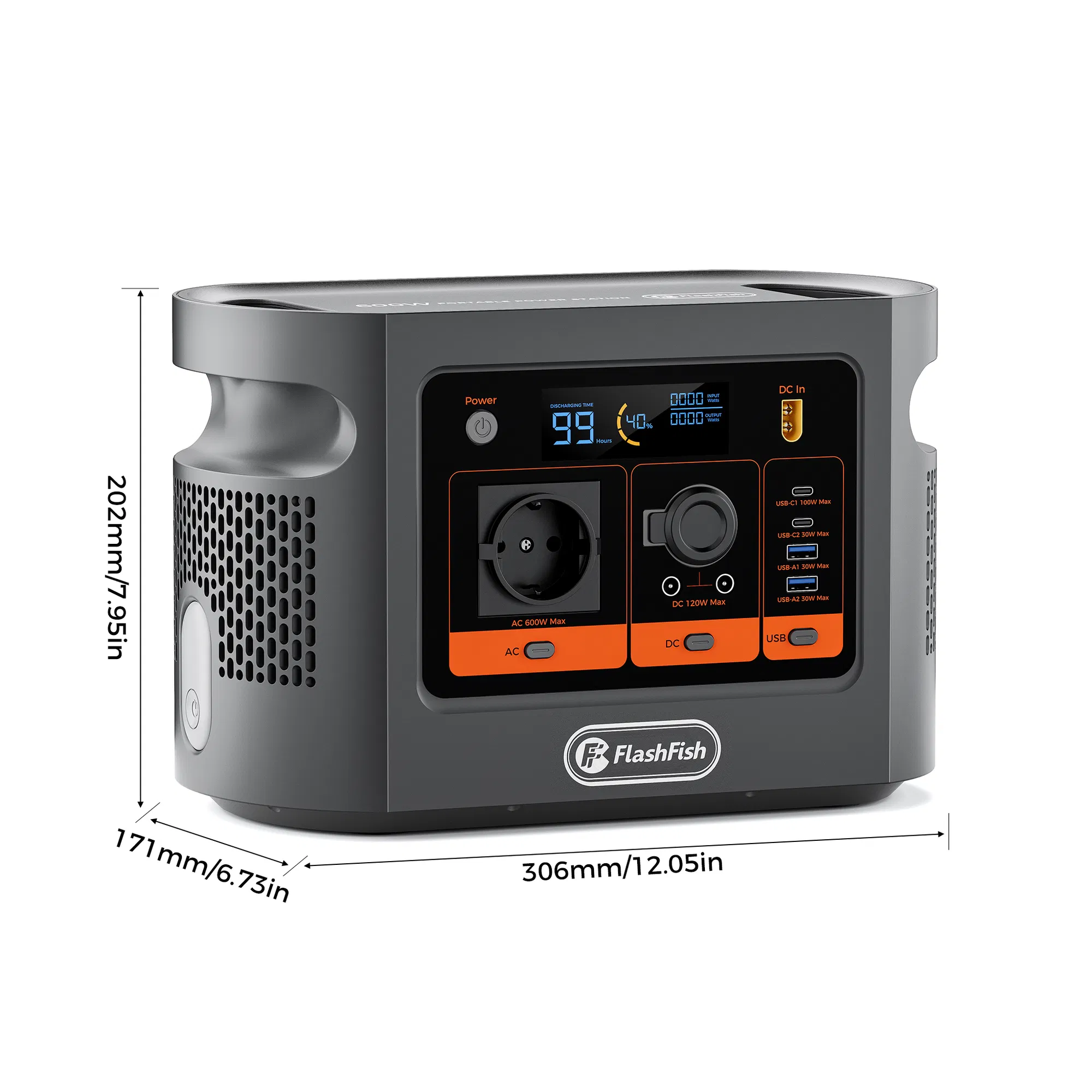 600W | 384Wh (1200W Surge) LiFePO4 Portable Solar Generator Power Station Safety Battery Pack, LED Light | 250W Fast Charging | Smart Display | Smart Temperature Control, Suitable for Home, Camping photo 4