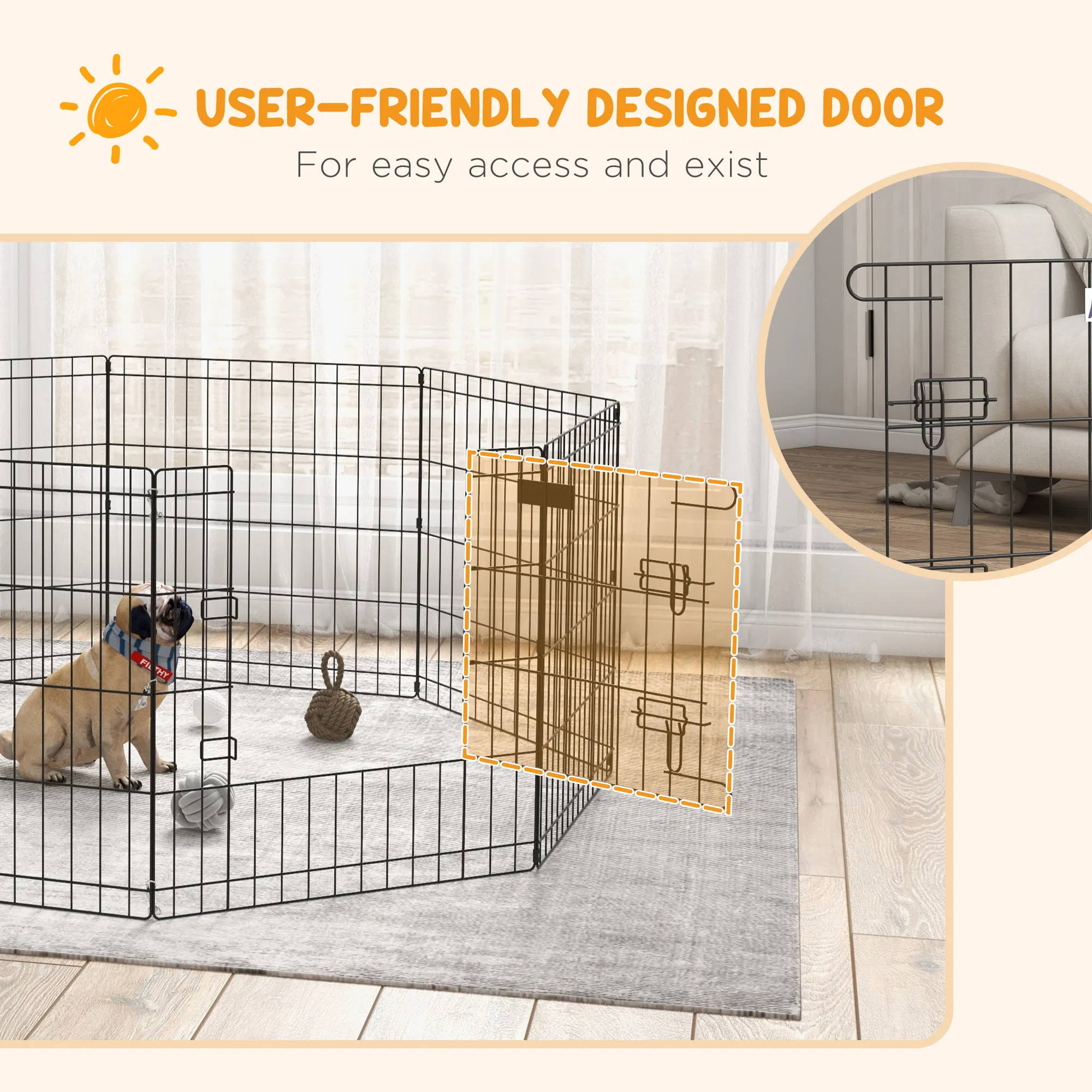 24inch Foldable Metal Exercise Pet Playpen Yard Dog Puppy Kennel Cage 8 Panel photo 6
