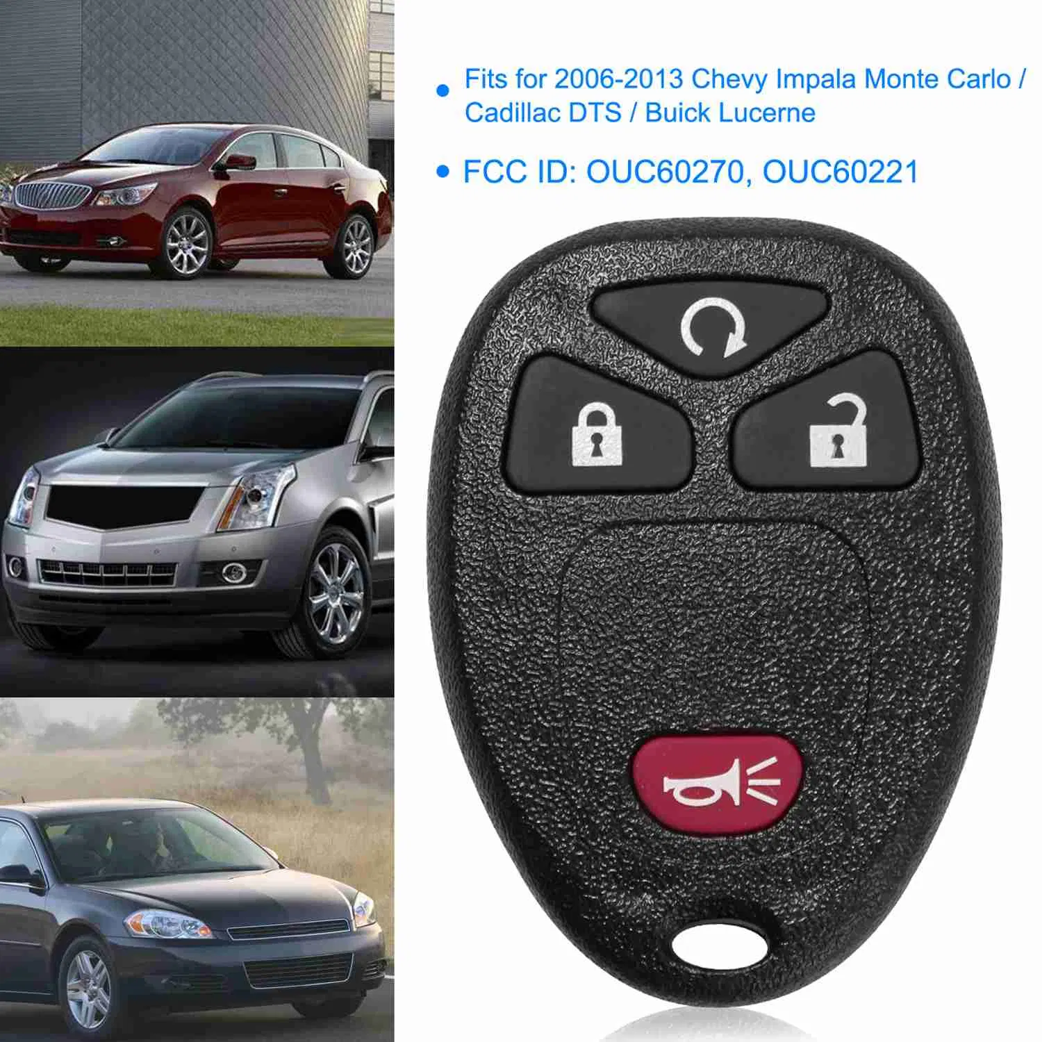 2 Keyless Entry Car Key Remote Key Fob Case Button Pad Replacement for OUC60270 photo 6