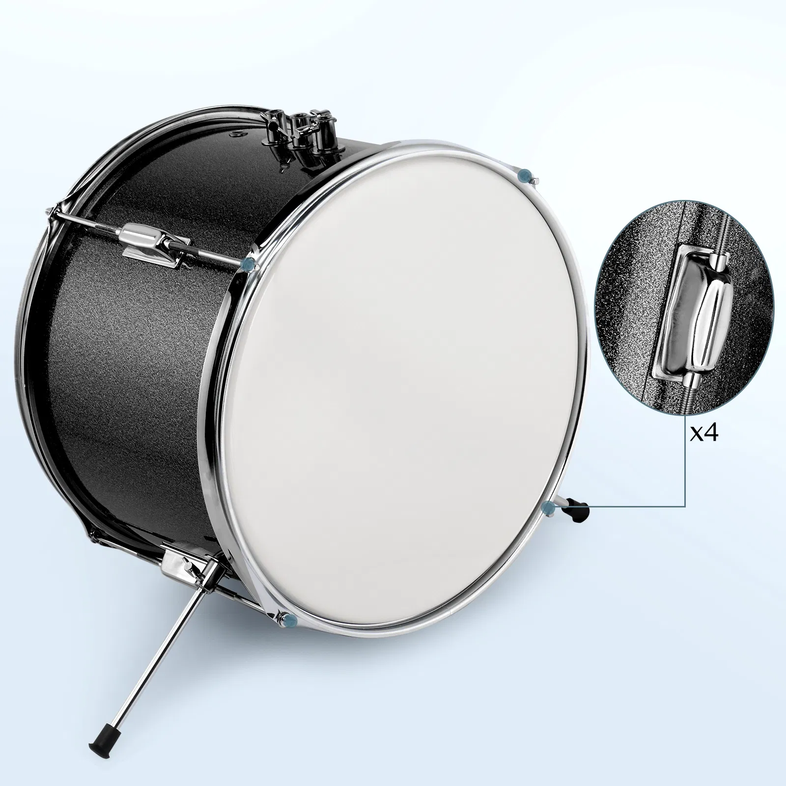 14"x10" 3-Pieces Junior Kids Drum Set Kit Pedal Drum Stick Wrench Drum Stool Black photo 3