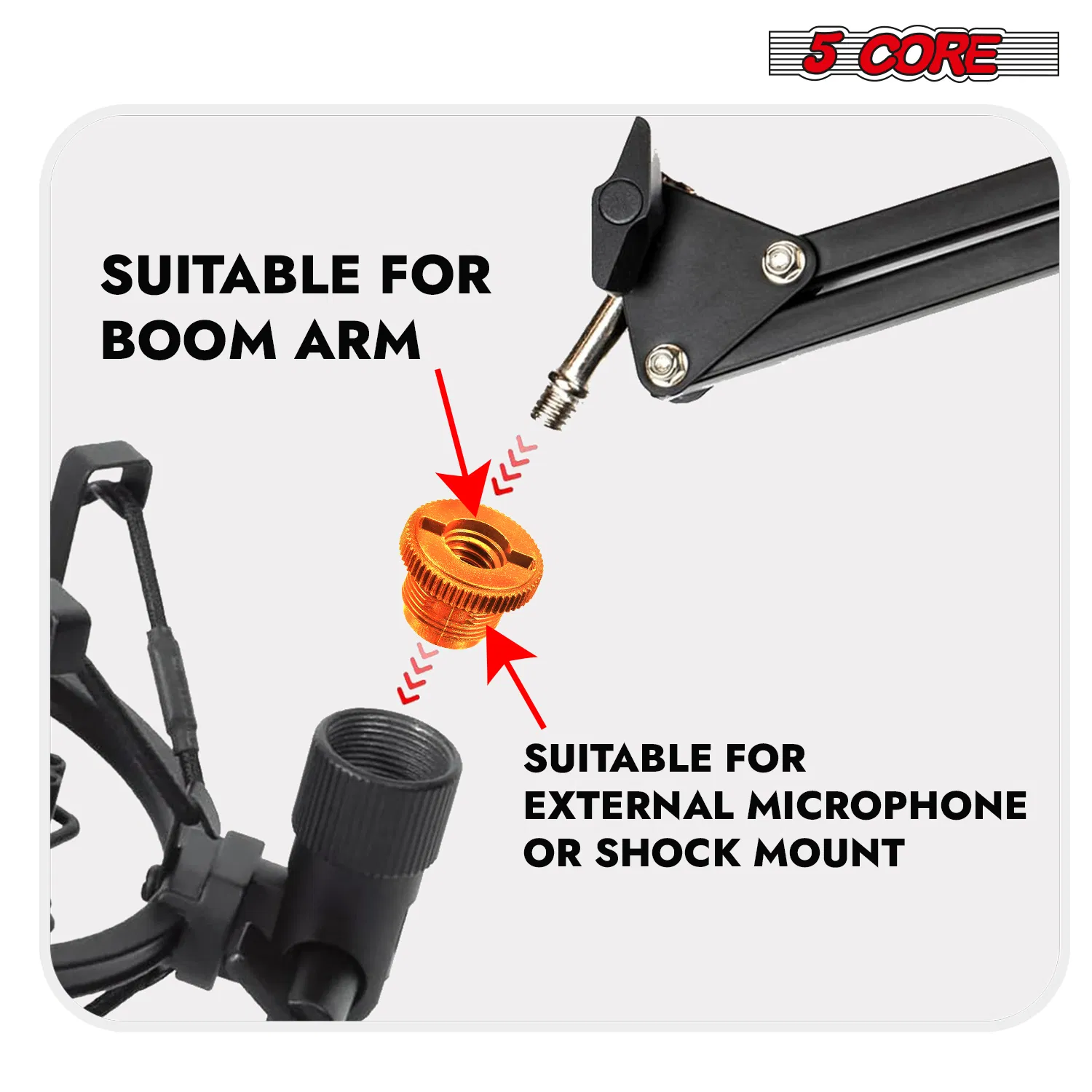 5 Core Microphone Stand Adapter Pack 5/8 M to 3/8 F, 3/8 M to 5/8 F, ¼ photo 6
