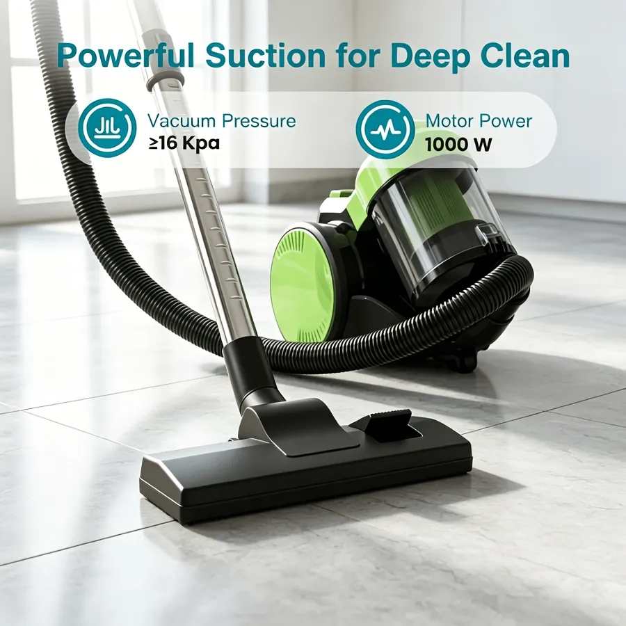Canister Vacuum Cleaner for Home, Lightweight Portable Vacuum Cleaners with Automatic Retractable Cord, Bagless Vacuum with Washable HEPA Filter for Hardwood Floor & Carpet photo 7