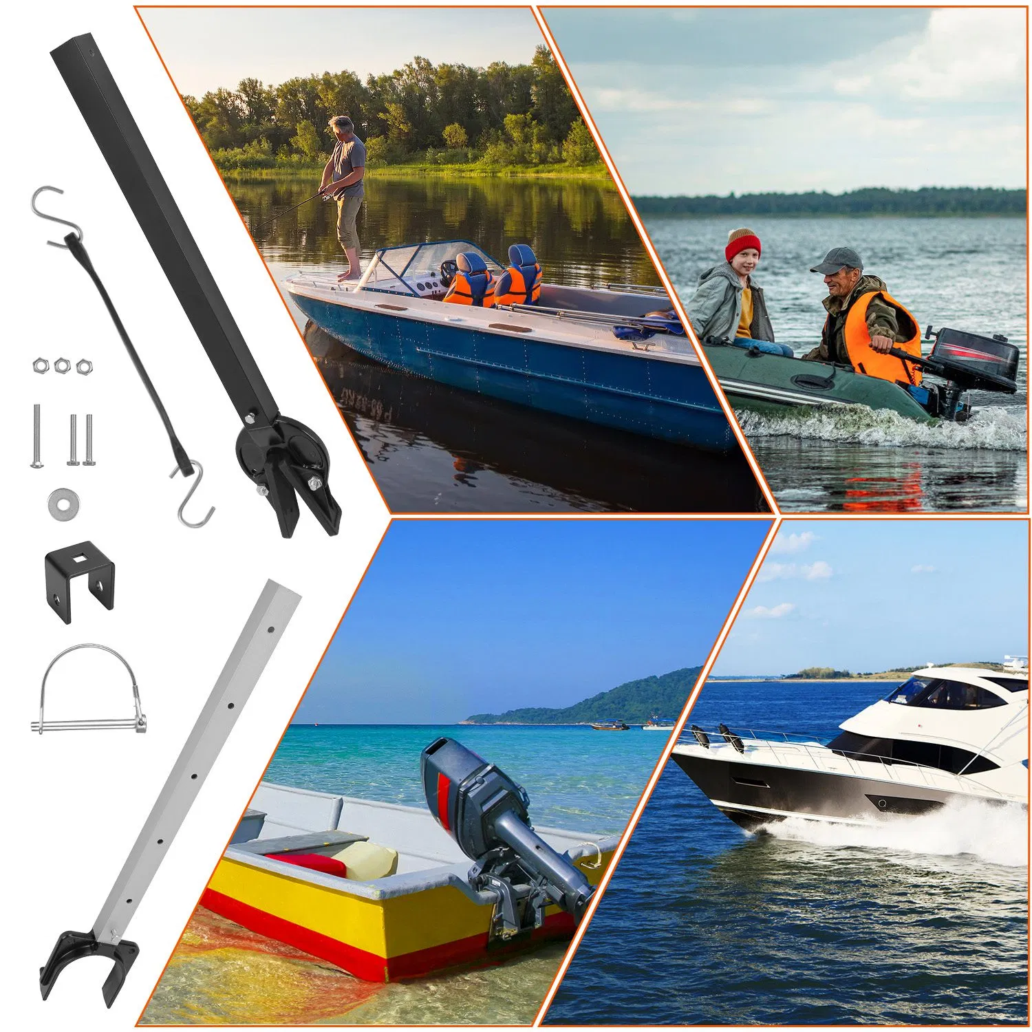 Heavy Duty Boat Transom Saver, 28-40in Adjustable Outboard Motor Support - Shock-Absorbing Rubber Strap, 2 Mounting Options, Fits Under 100 HP Engines, Protects Transom & Extends Motor Lifespan photo 3